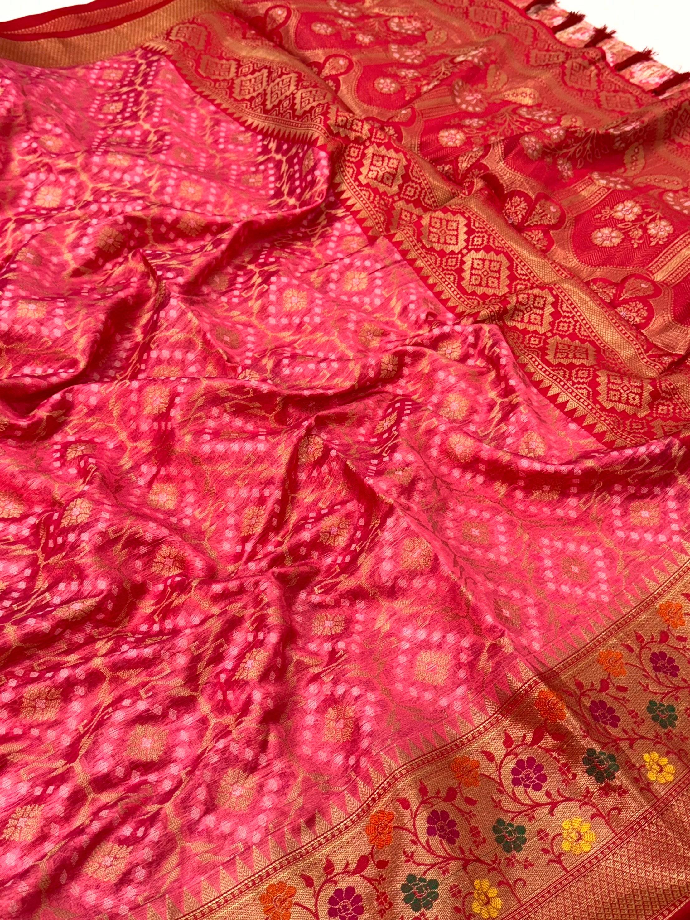 Pink Banarasi Minakari Katan Silk Saree