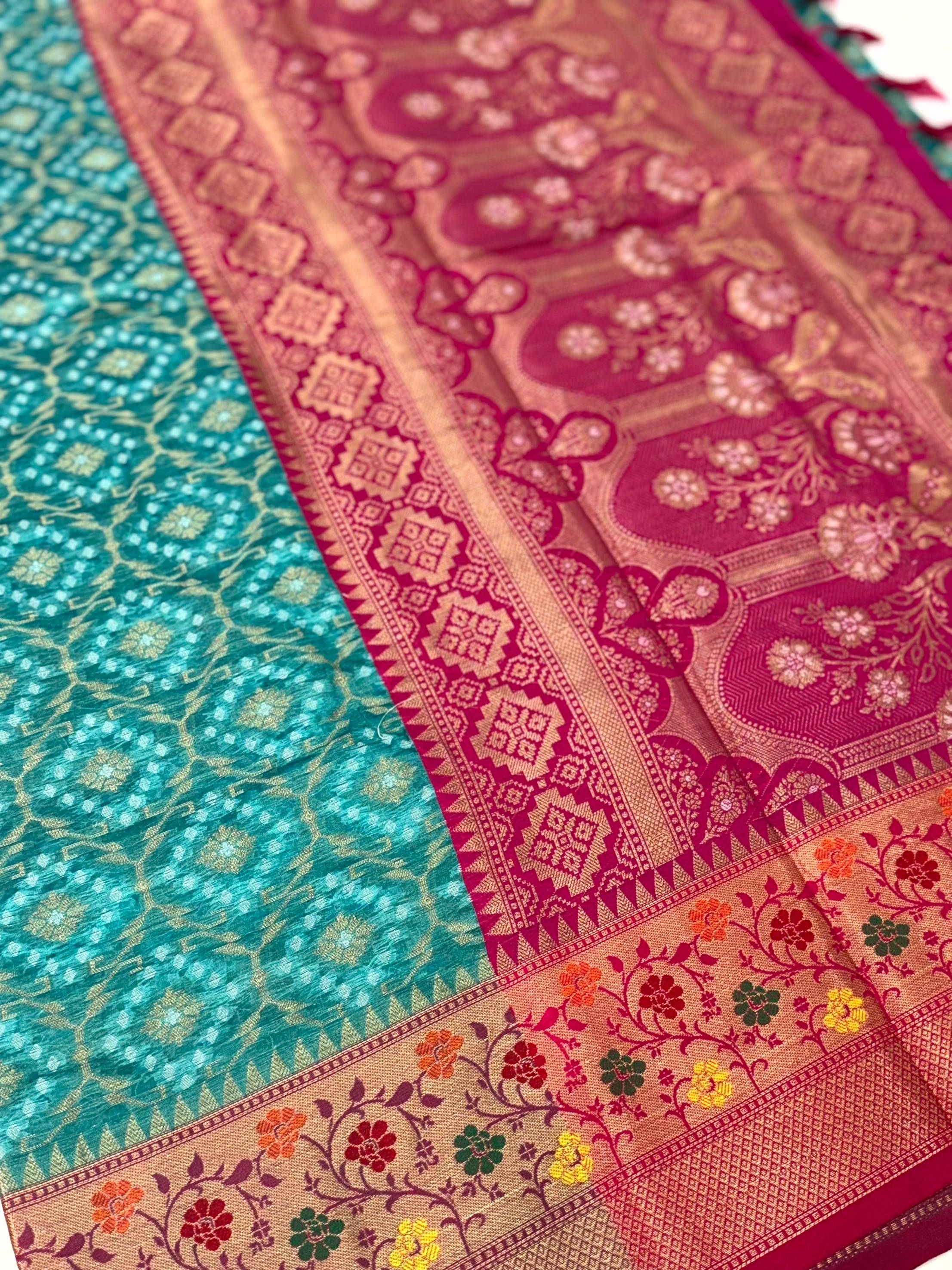 Rama Banarasi Minakari Katan Silk Saree