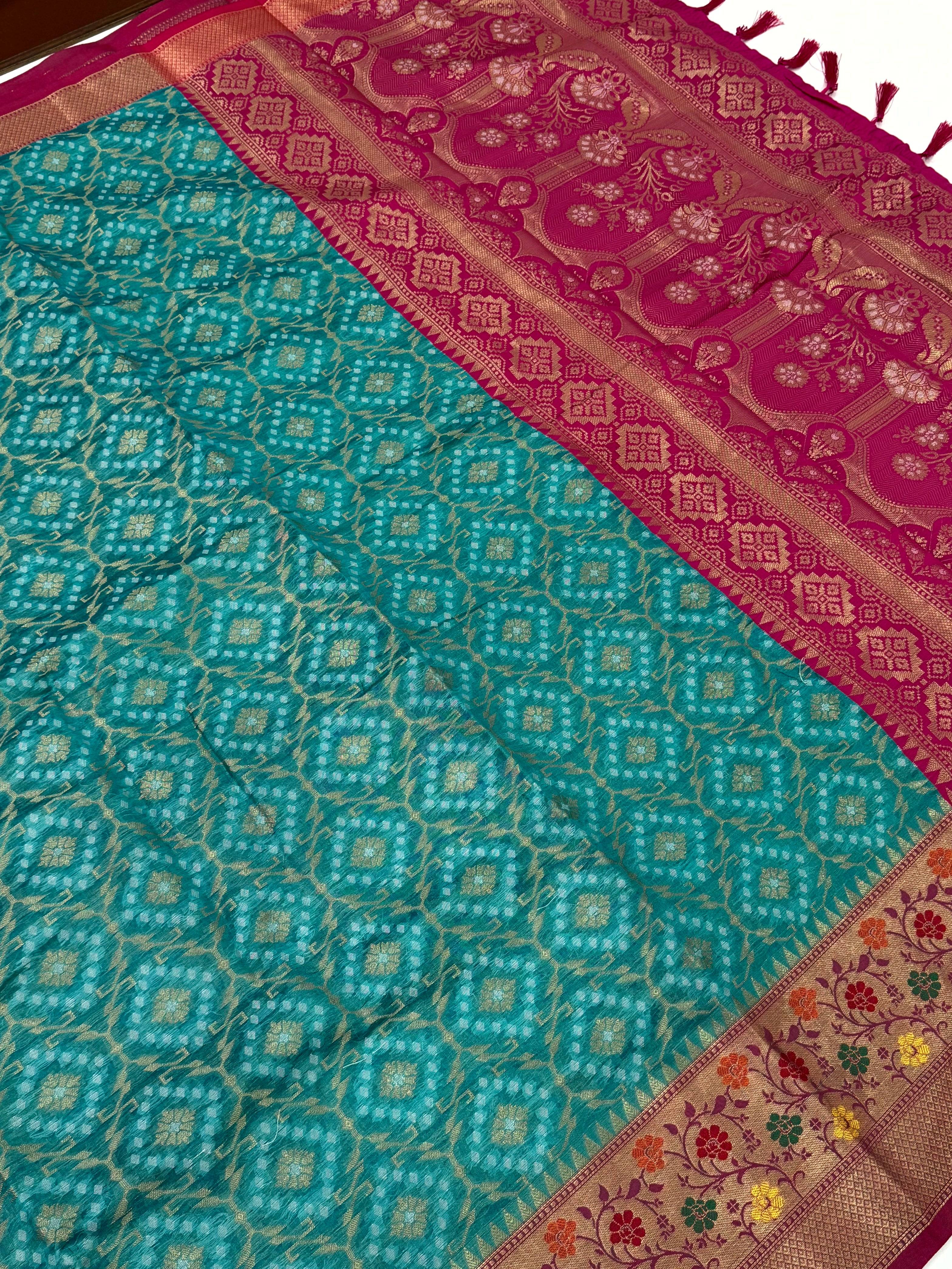 Rama Banarasi Minakari Katan Silk Saree
