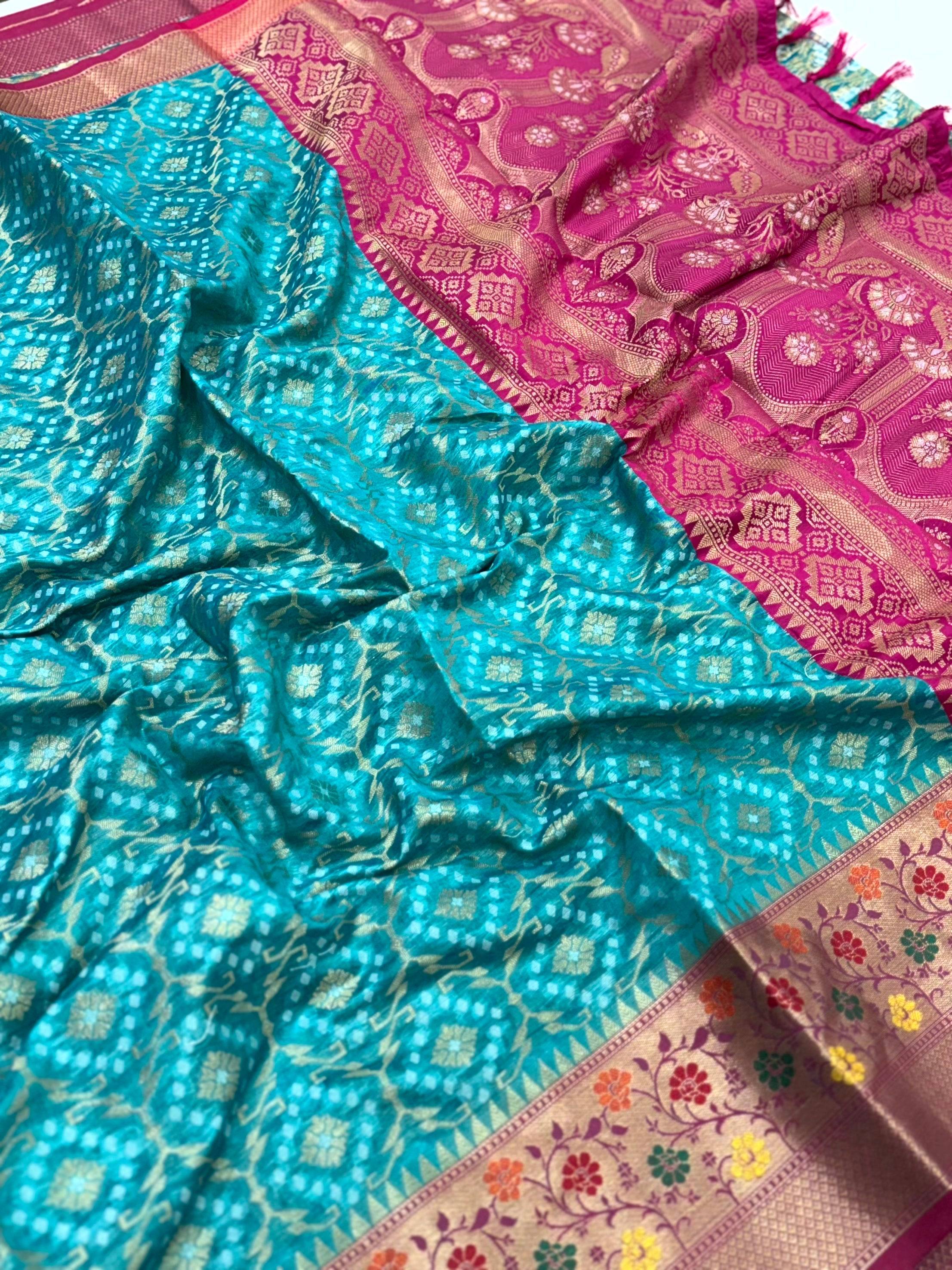 Rama Banarasi Minakari Katan Silk Saree