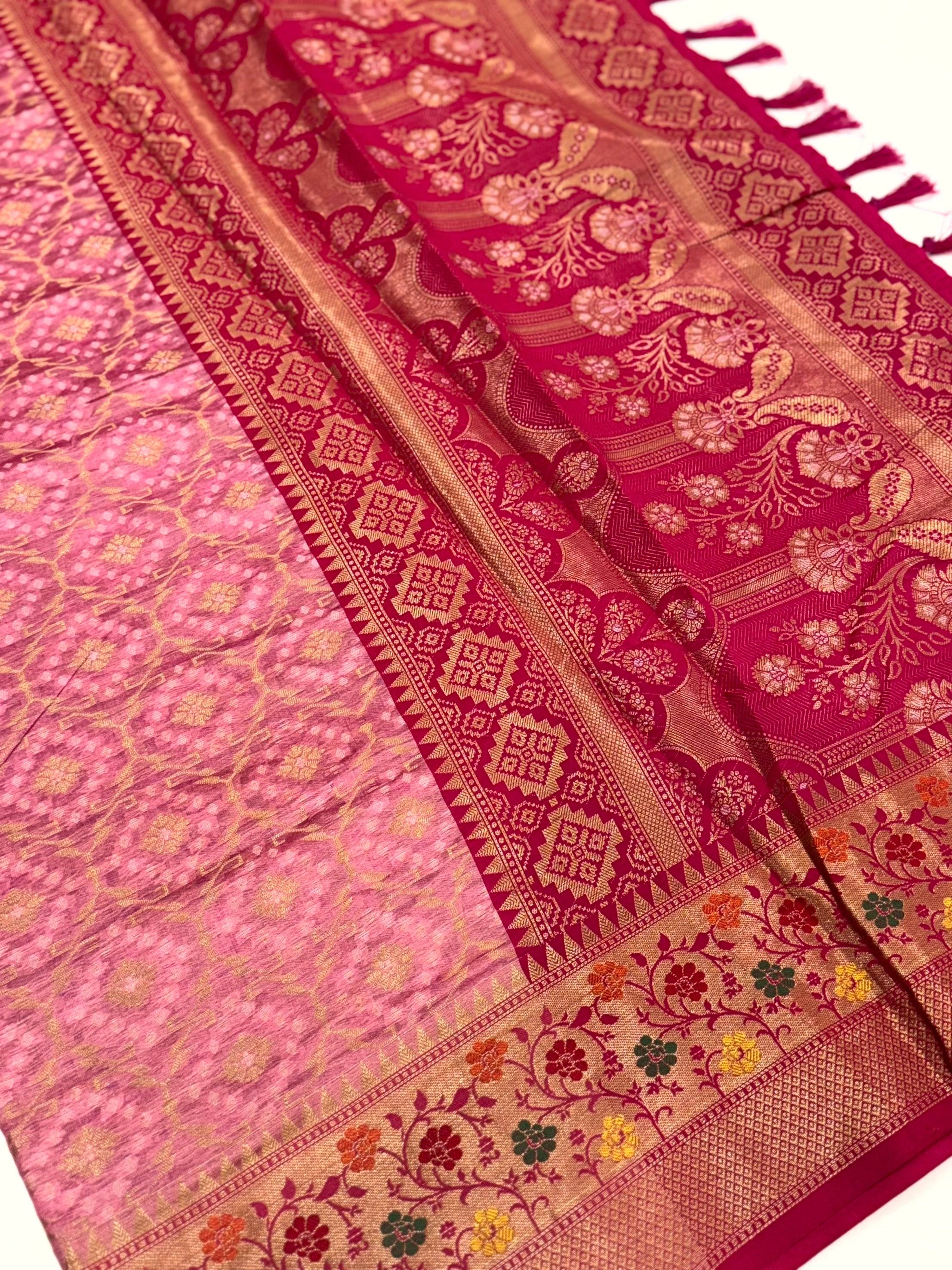 Baby Pink Banarasi Minakari Katan Silk Saree