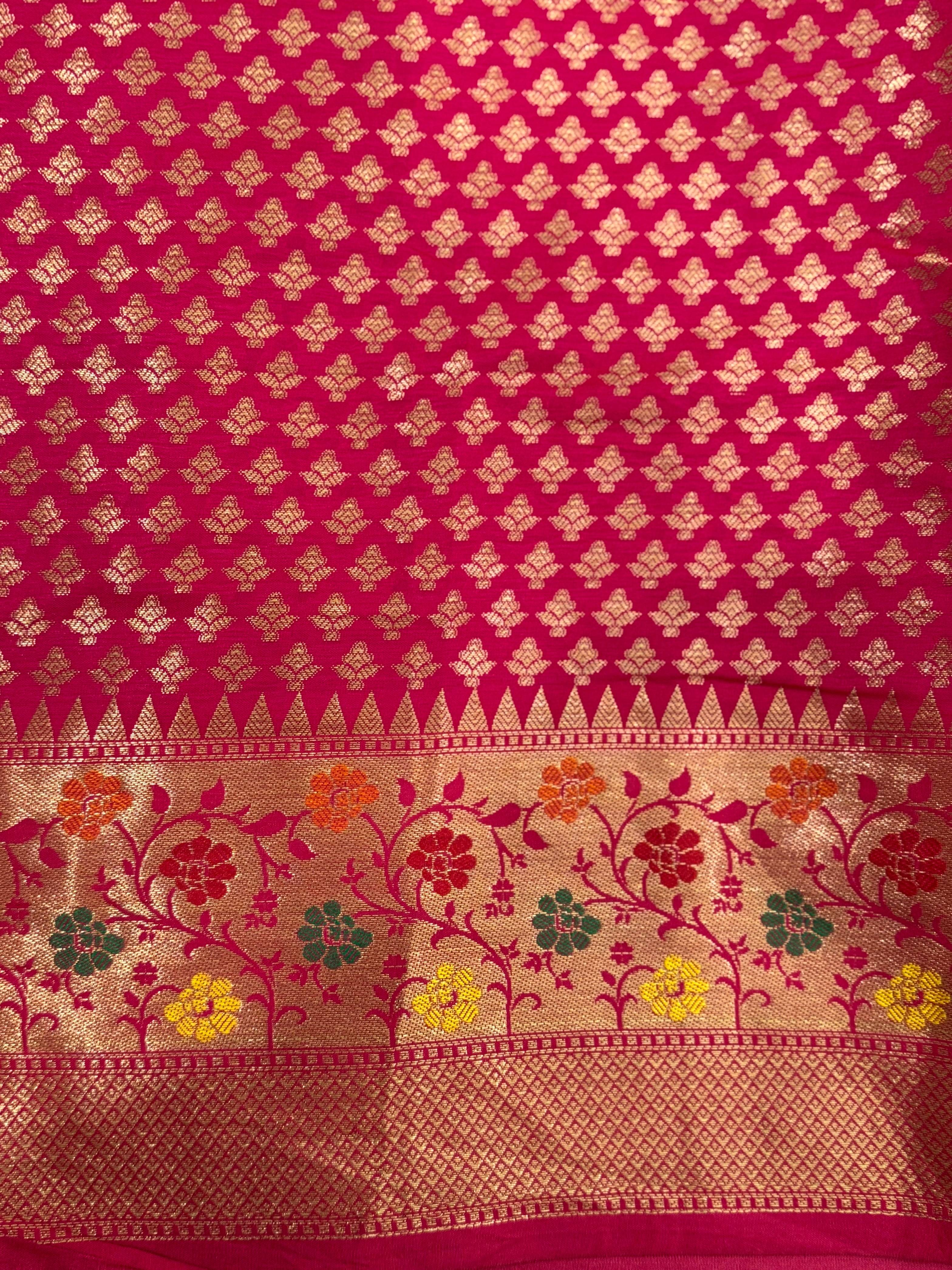 Baby Pink Banarasi Minakari Katan Silk Saree