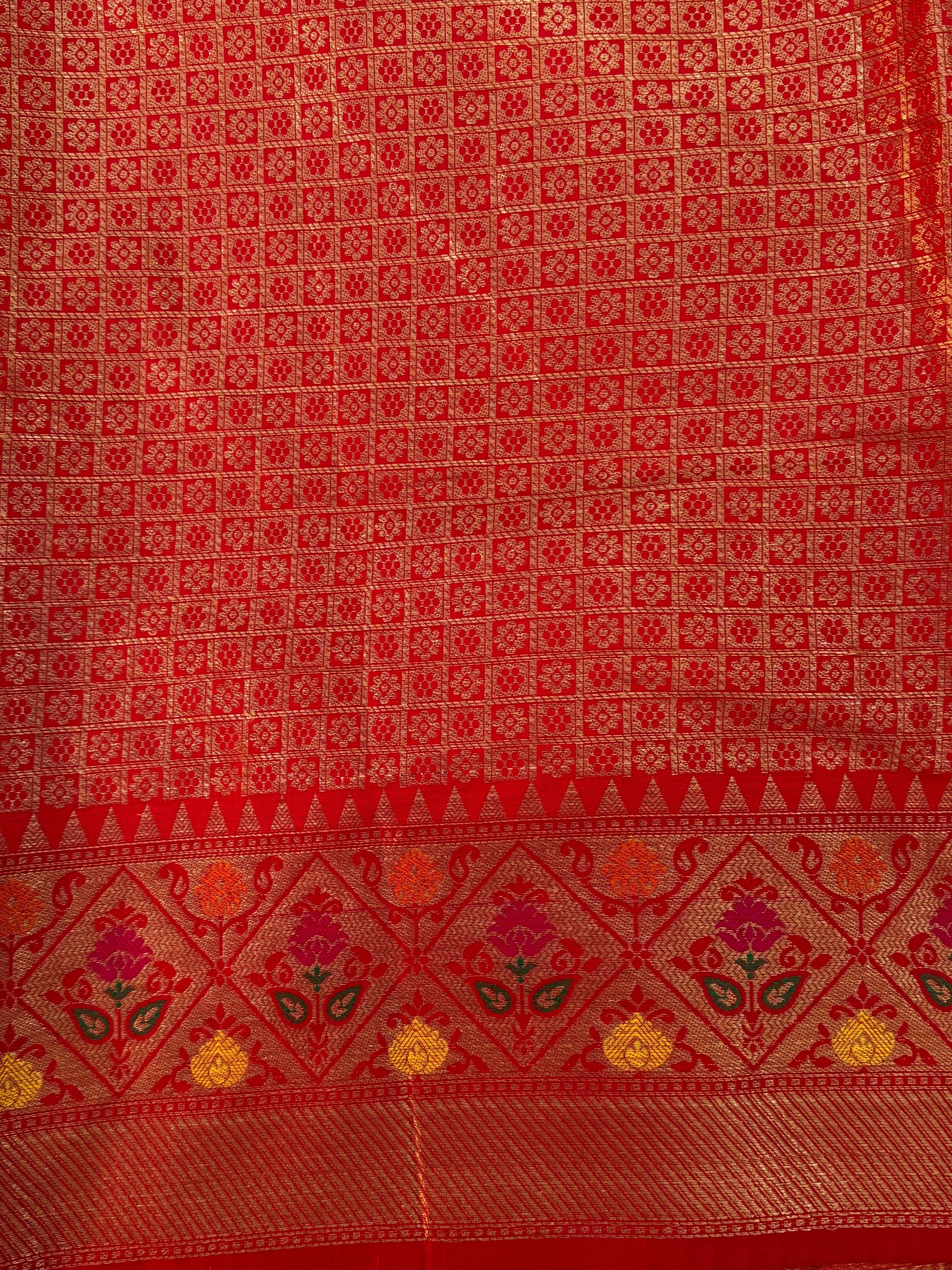 Yellow Banarasi Lehriya Katan Silk Saree