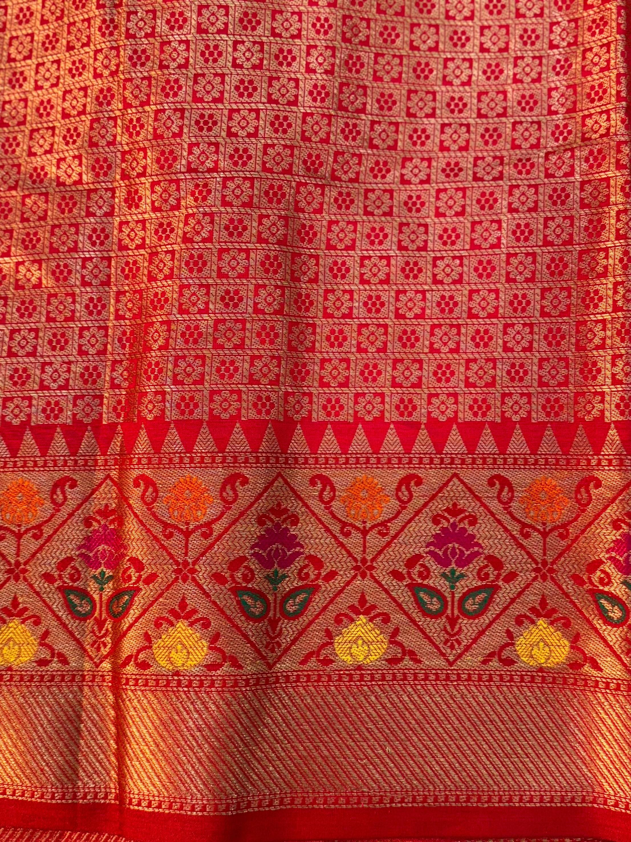 Pink Banarasi Lehriya Katan Silk Saree