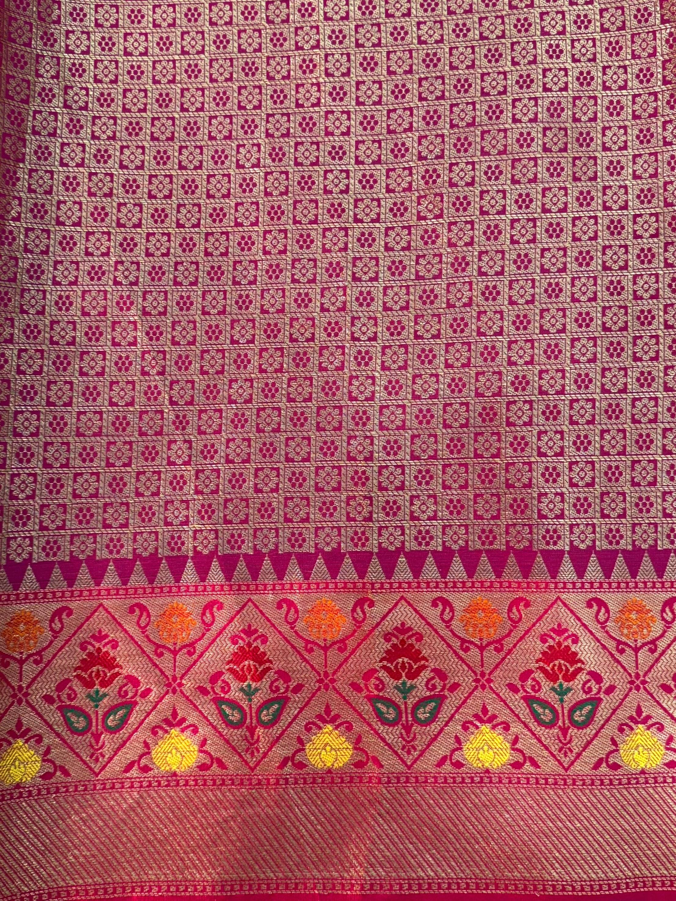 Green Banarasi Lehriya Katan Silk Saree