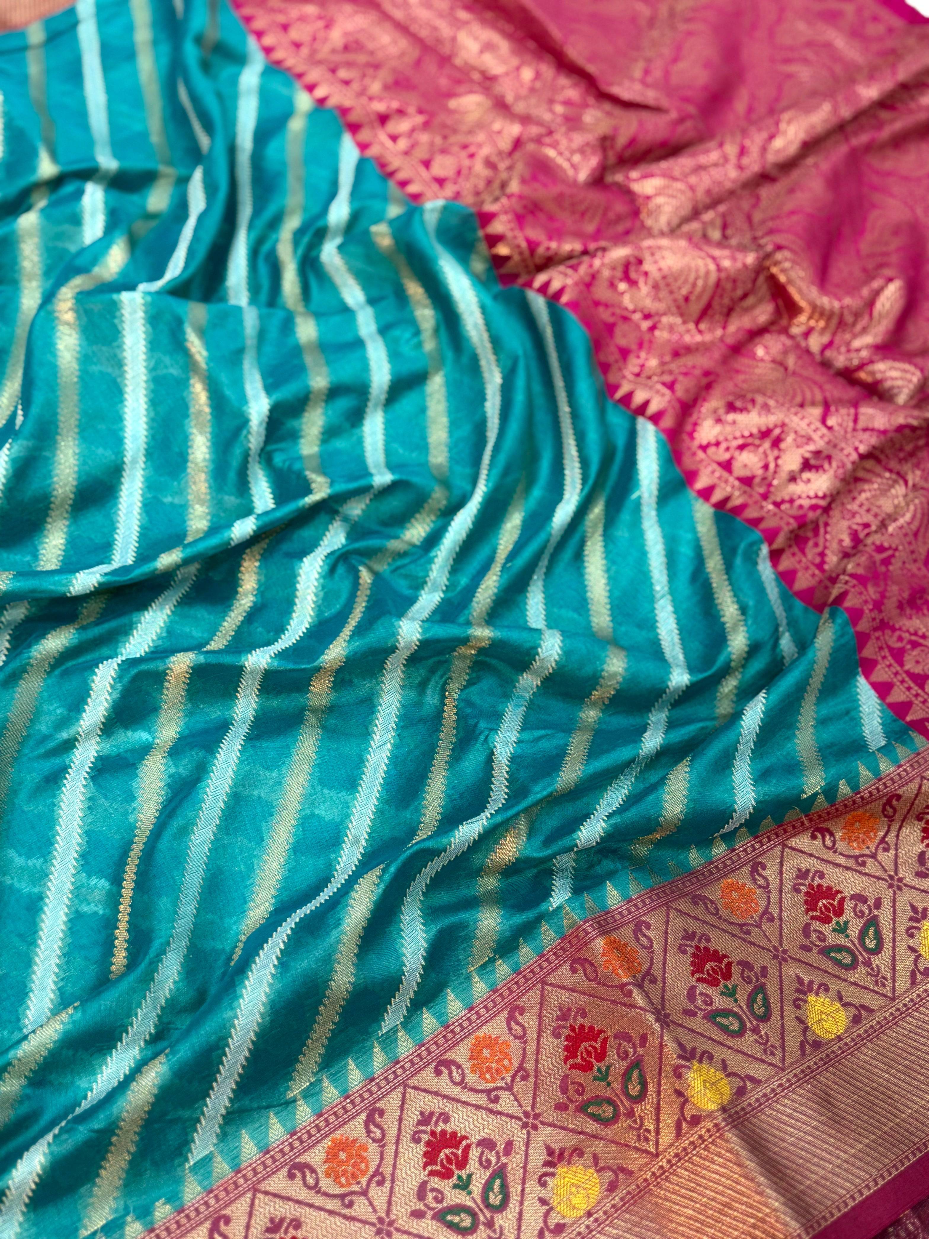 Rama Banarasi Lehriya Katan Silk Saree