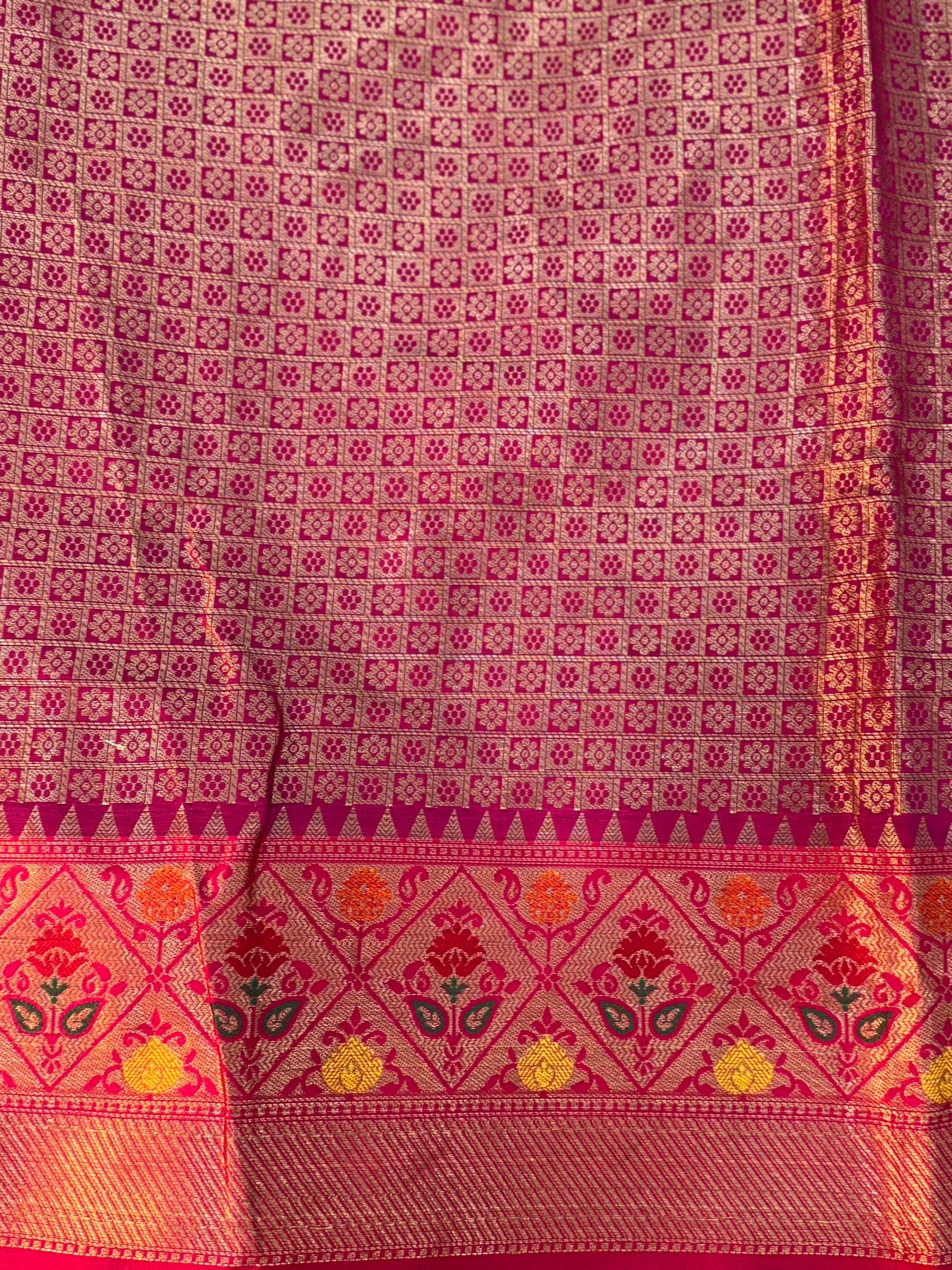 Rama Banarasi Lehriya Katan Silk Saree