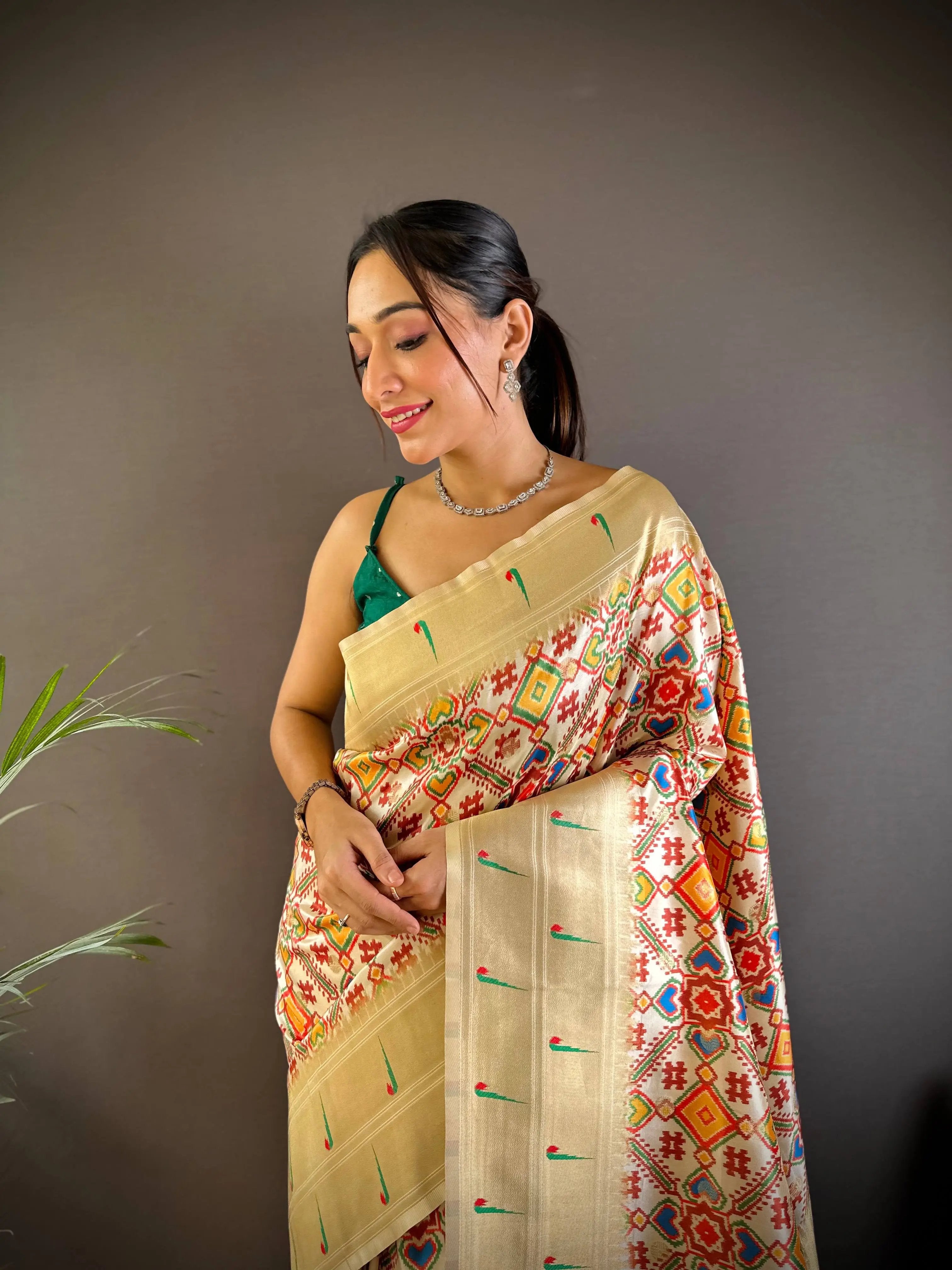 Elegant Patola Print Paithani Silk Saree with intricate design