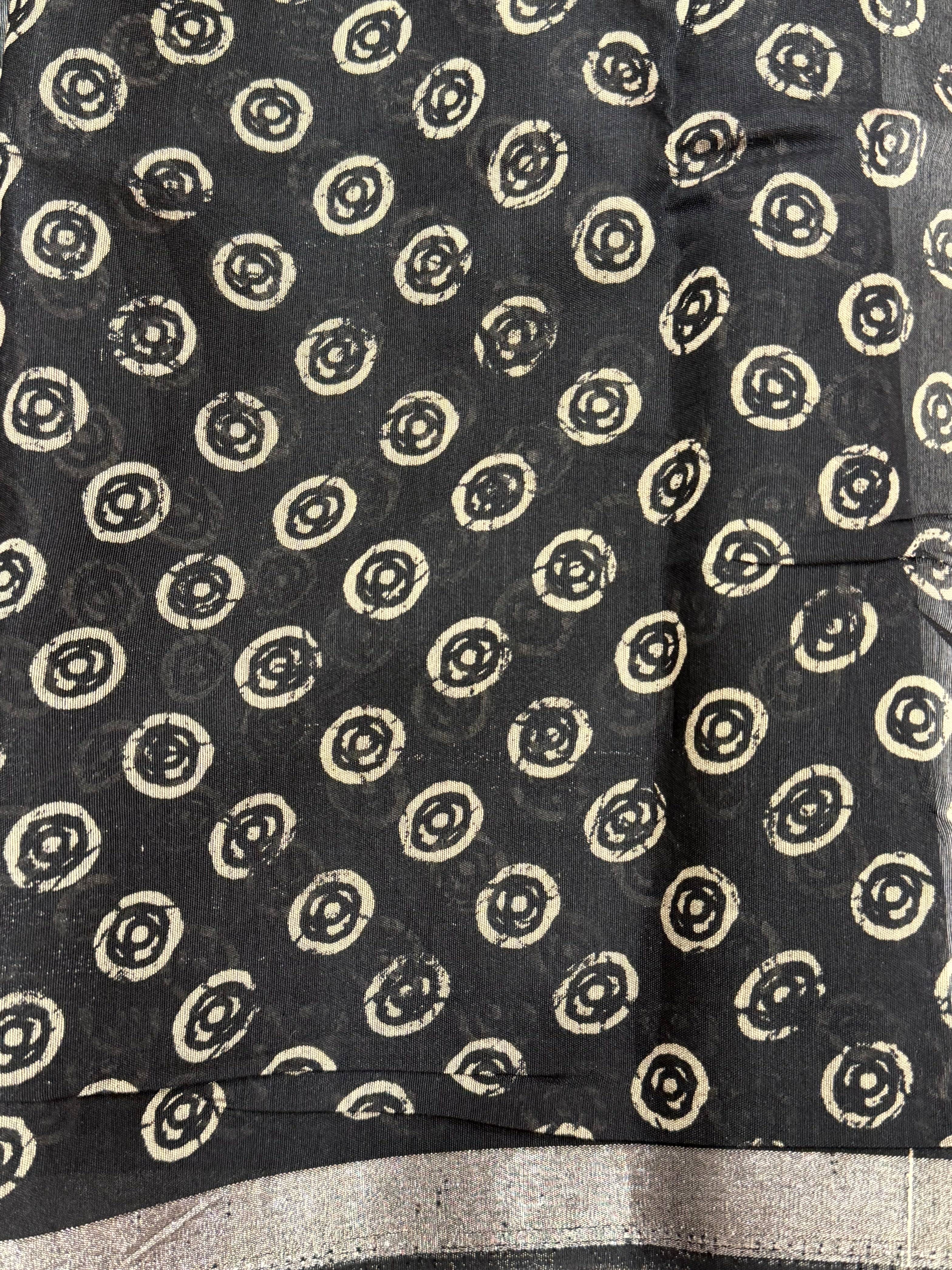 Red Ikkat Ajrakh Print Viscose Saree