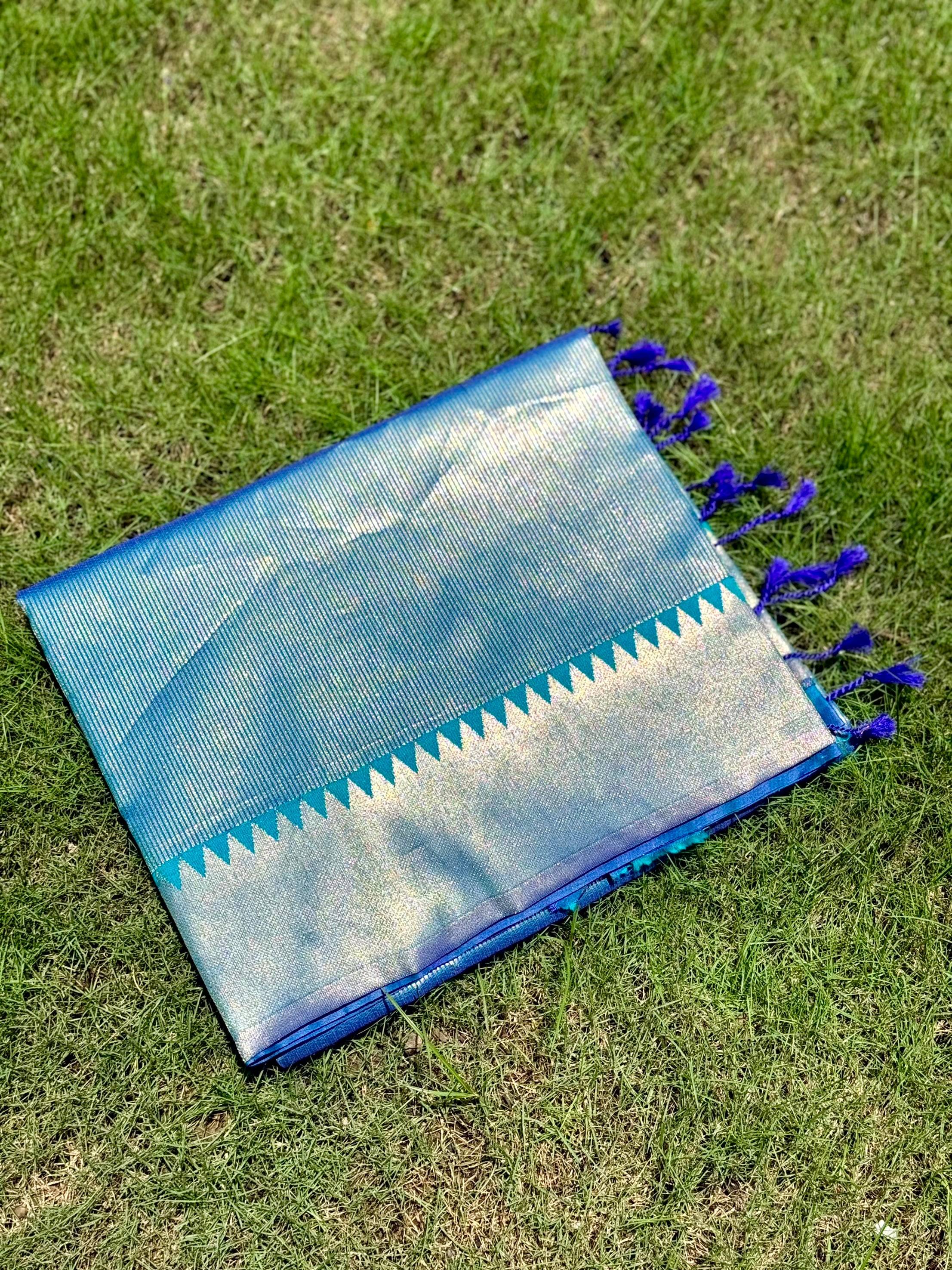 Blue Zari Tissue Kanjivaram Silk Saree