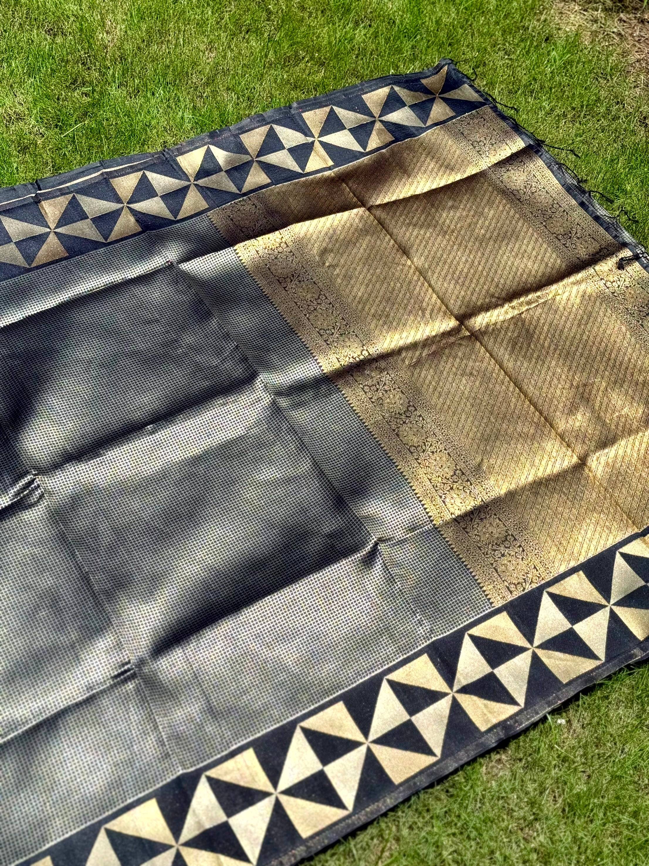 Black Sona Chandi Weave Katan Silk Saree