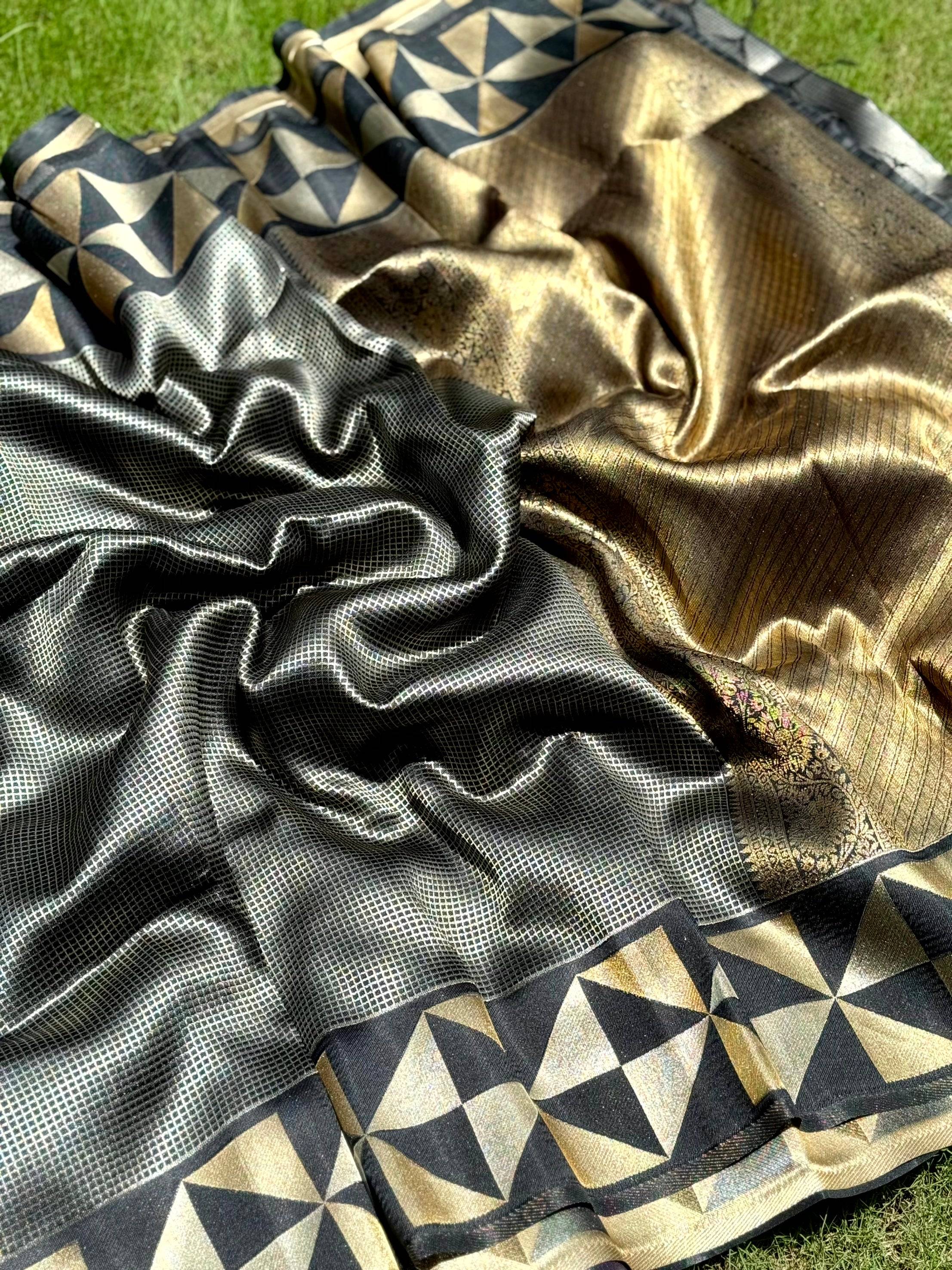 Black Sona Chandi Weave Katan Silk Saree