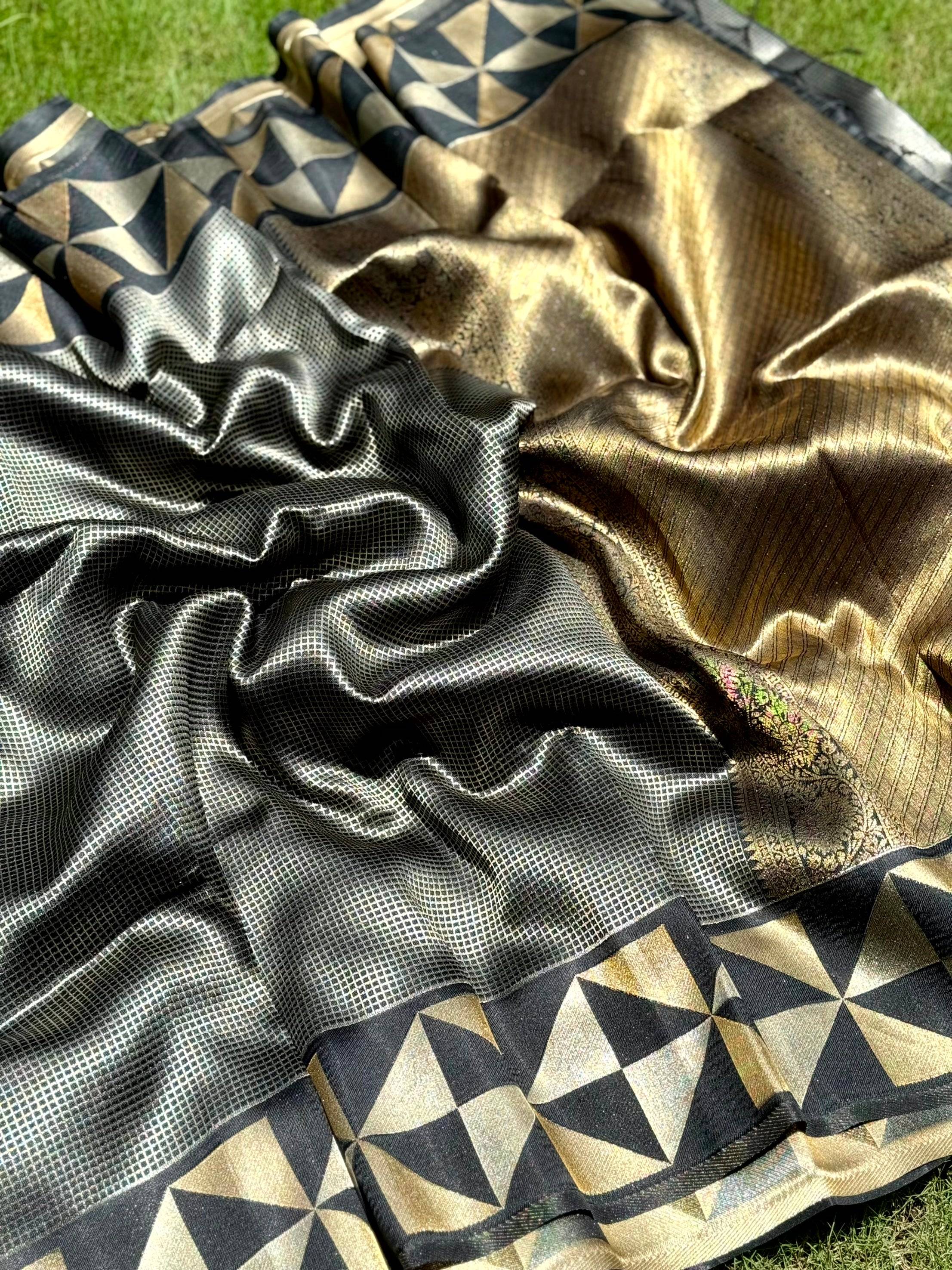 Black Sona Chandi Weave Katan Silk Saree