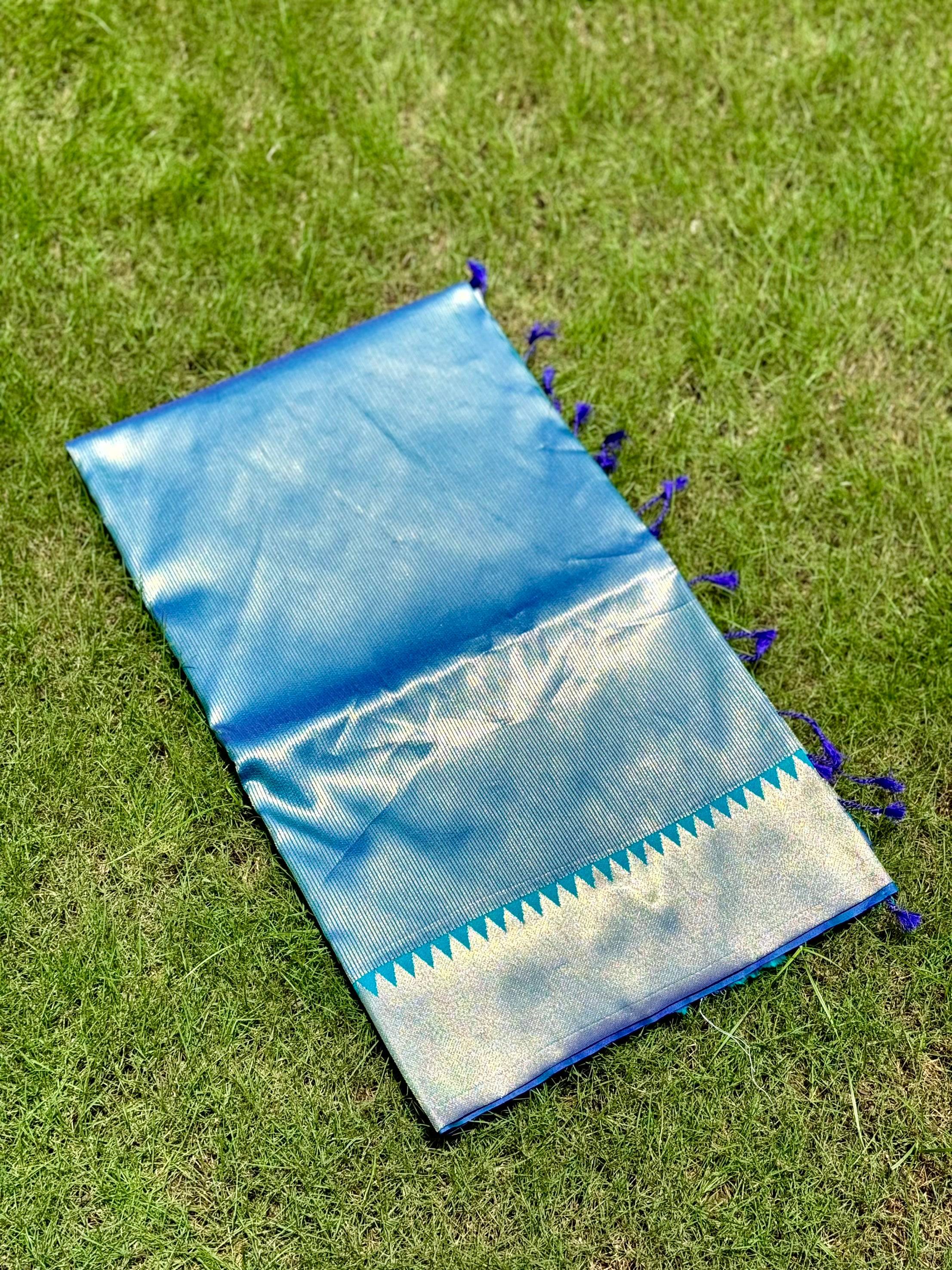 Blue Zari Tissue Kanjivaram Silk Saree