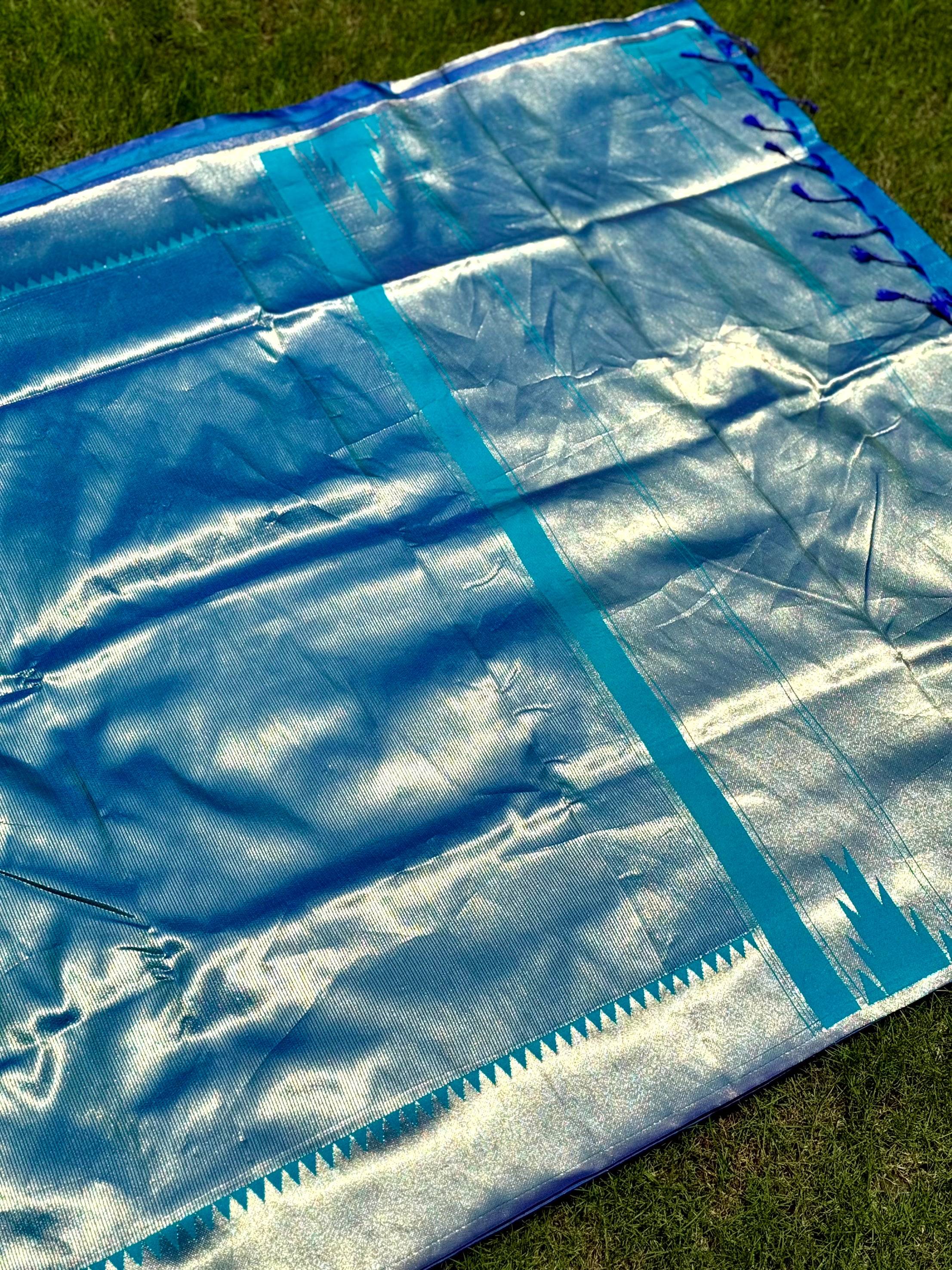 Blue Zari Tissue Kanjivaram Silk Saree