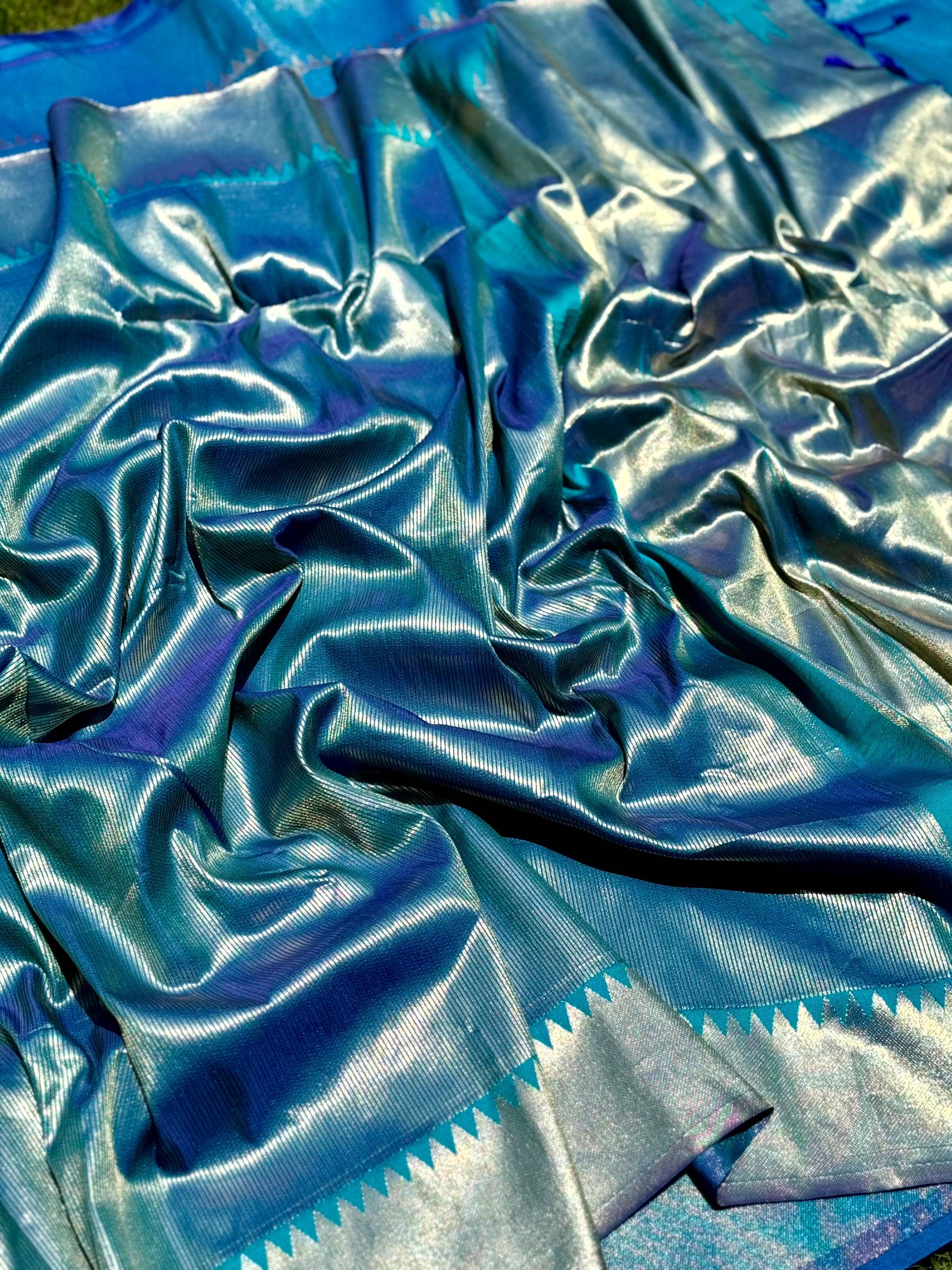 Blue Zari Tissue Kanjivaram Silk Saree