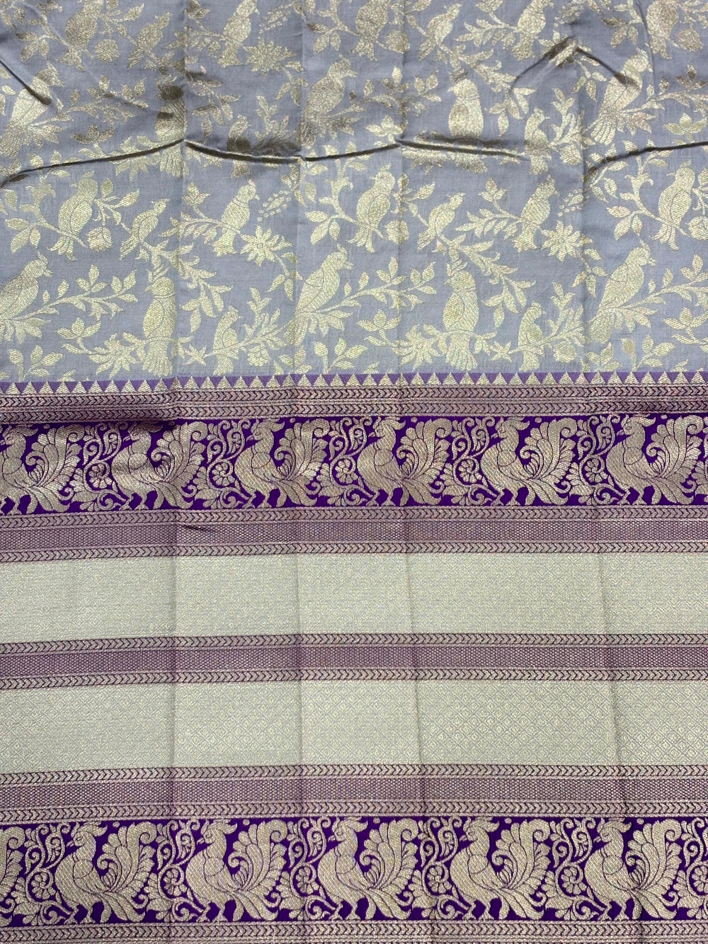 Peacock Grey Banarasi Silk Saree