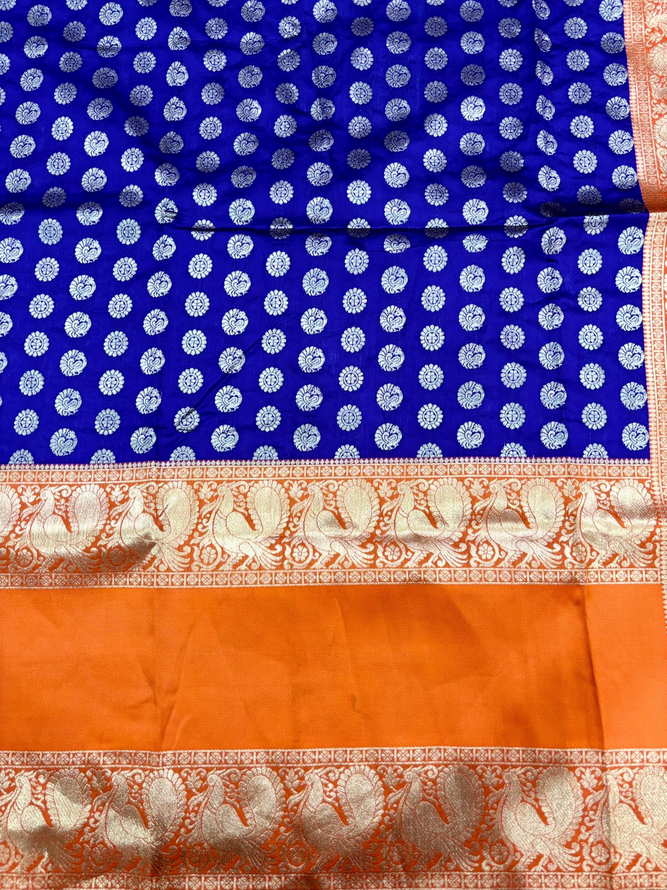 Royal Blue Banarasi Silver Buttas Zari Weaving Saree
