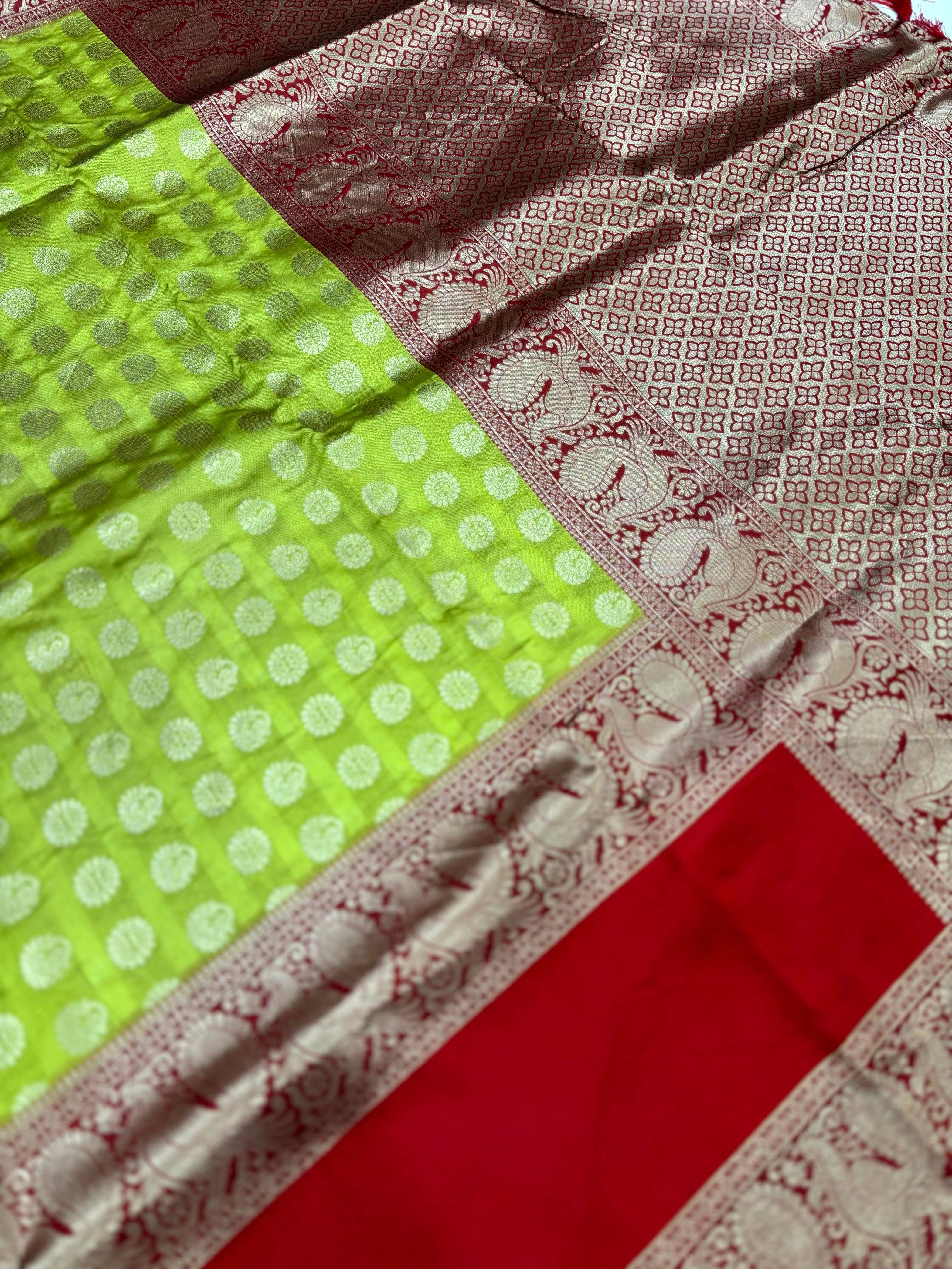 Green Banarasi Silver Buttas Zari Weaving Saree