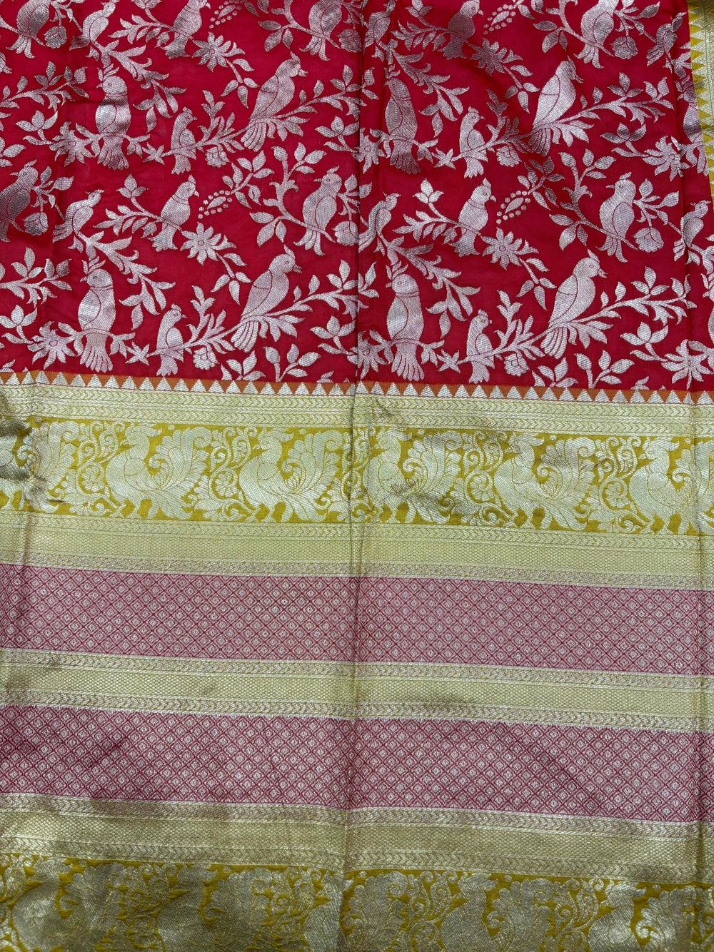 Peacock Red Banarasi Silk Saree