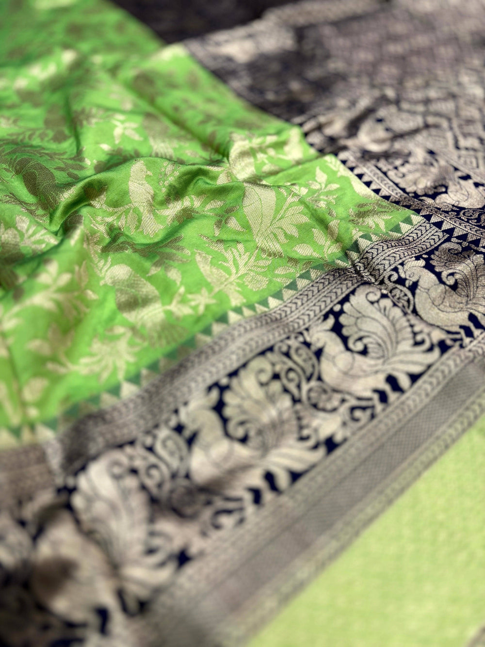 Peacock Green Banarasi Silk Saree