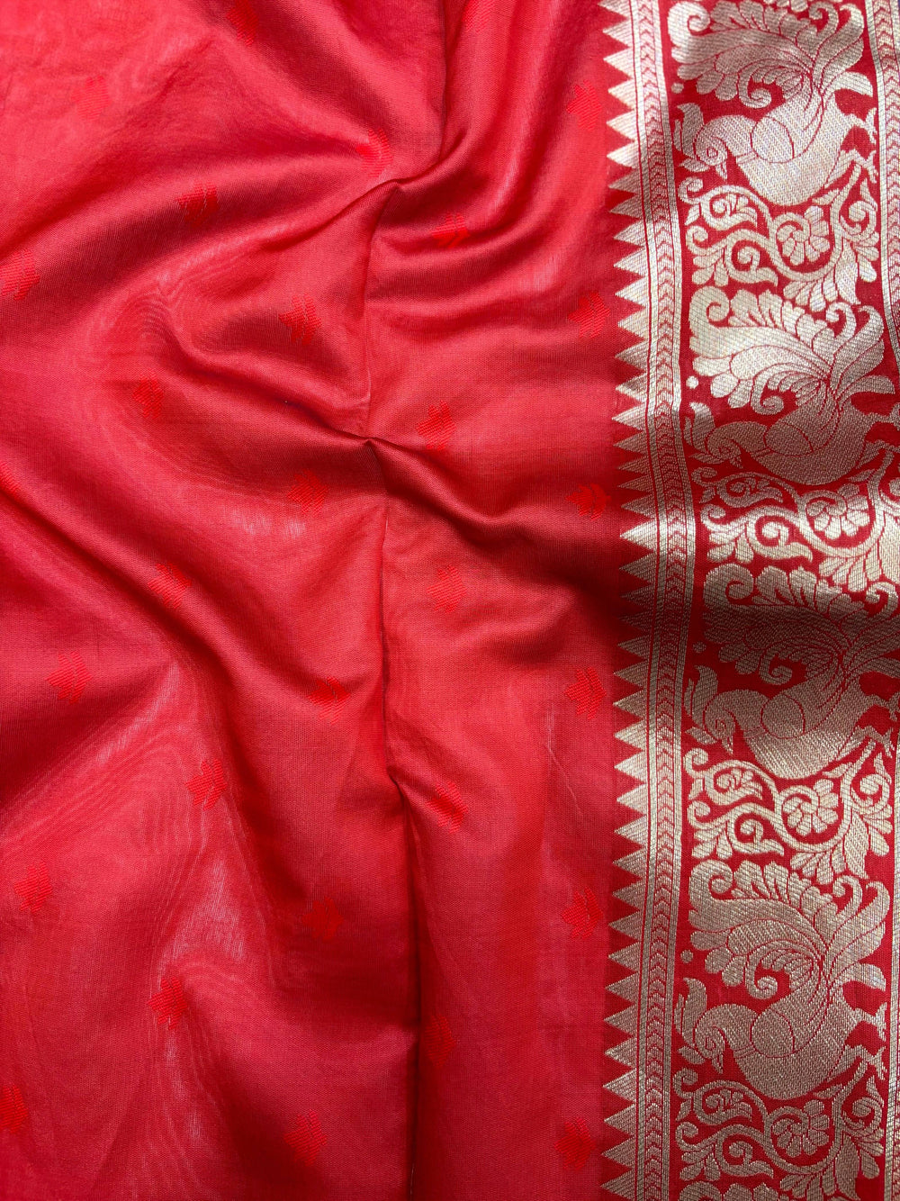 Peacock Deep Red Banarasi Silk Saree
