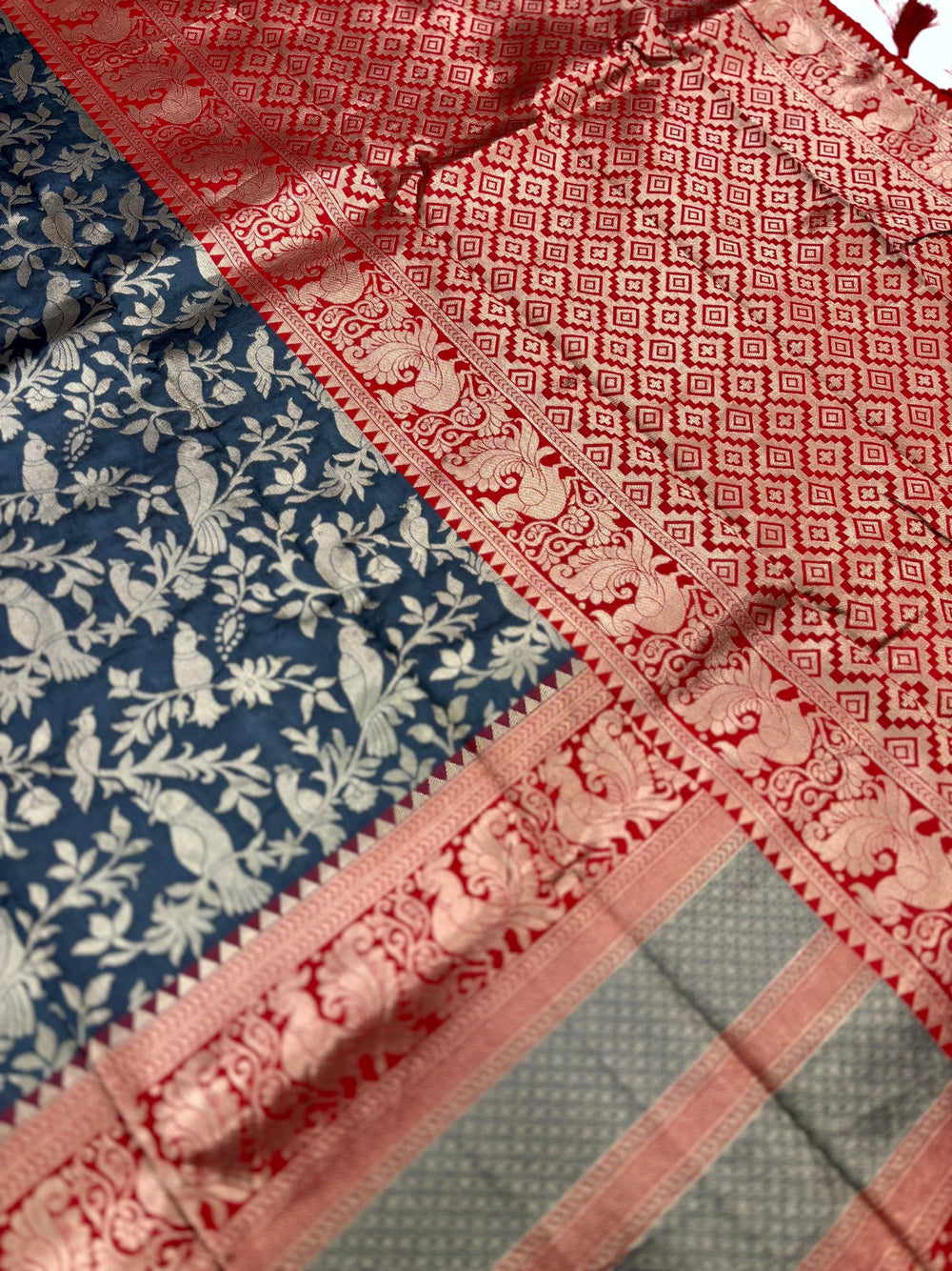 Peacock Blue Banarasi Silk Saree