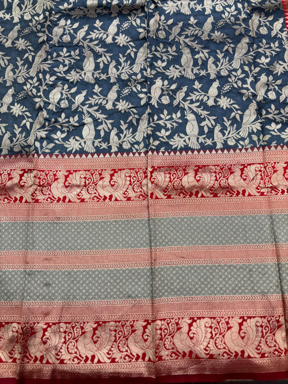 Peacock Blue Banarasi Silk Saree