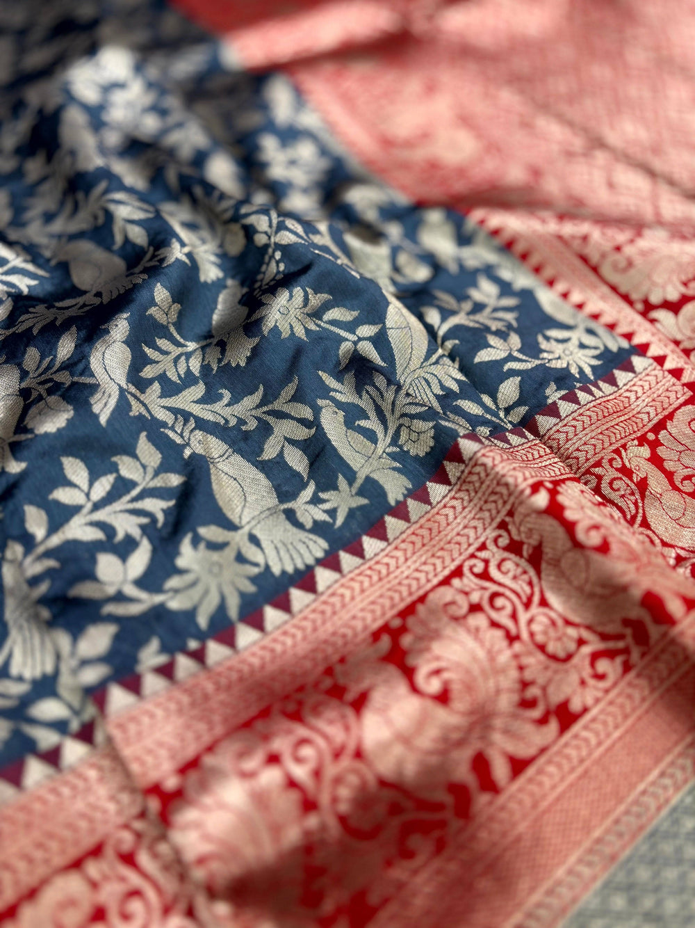 Peacock Blue Banarasi Silk Saree