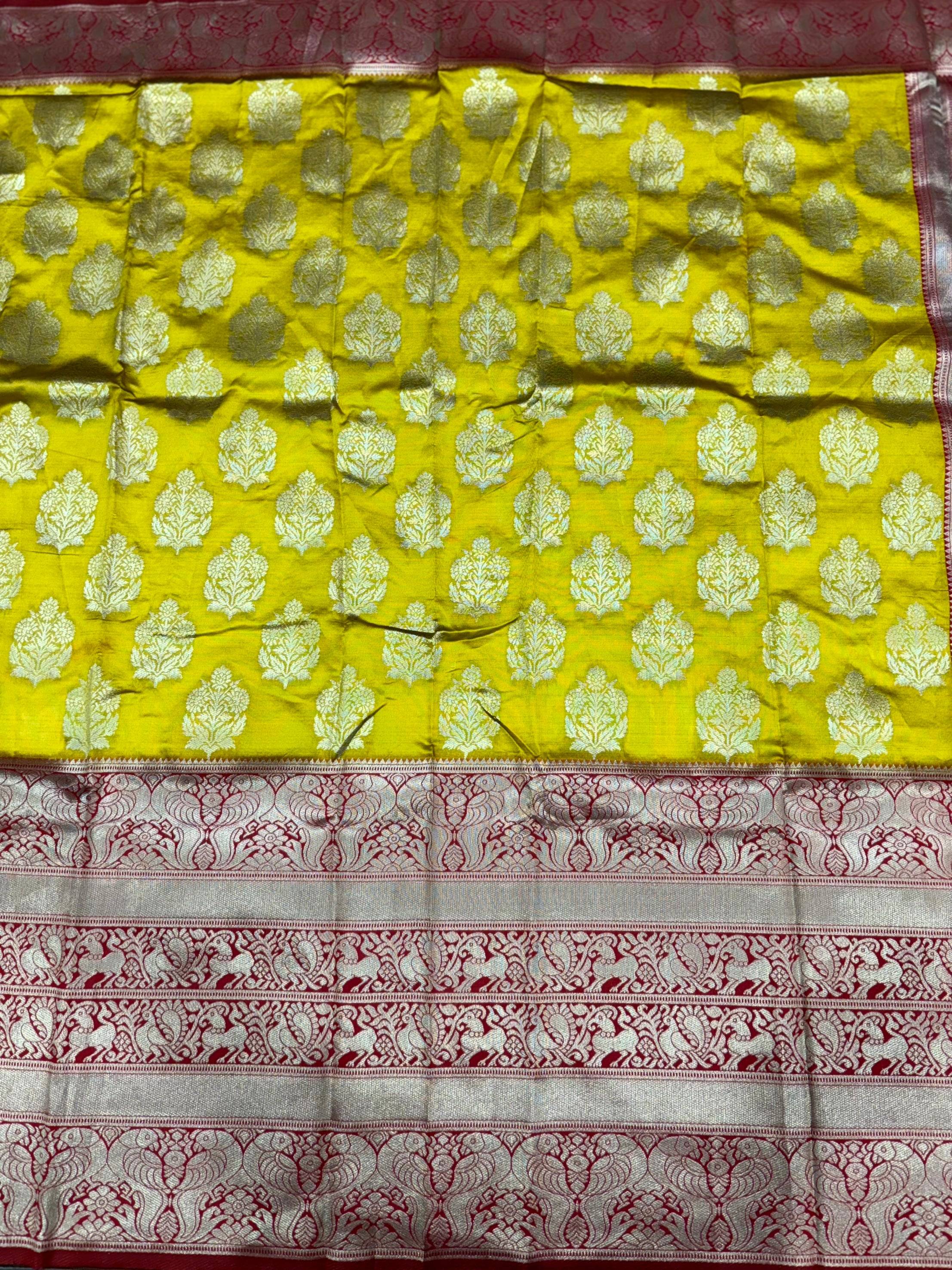 Mustard Yellow Woven Design Banarasi Saree