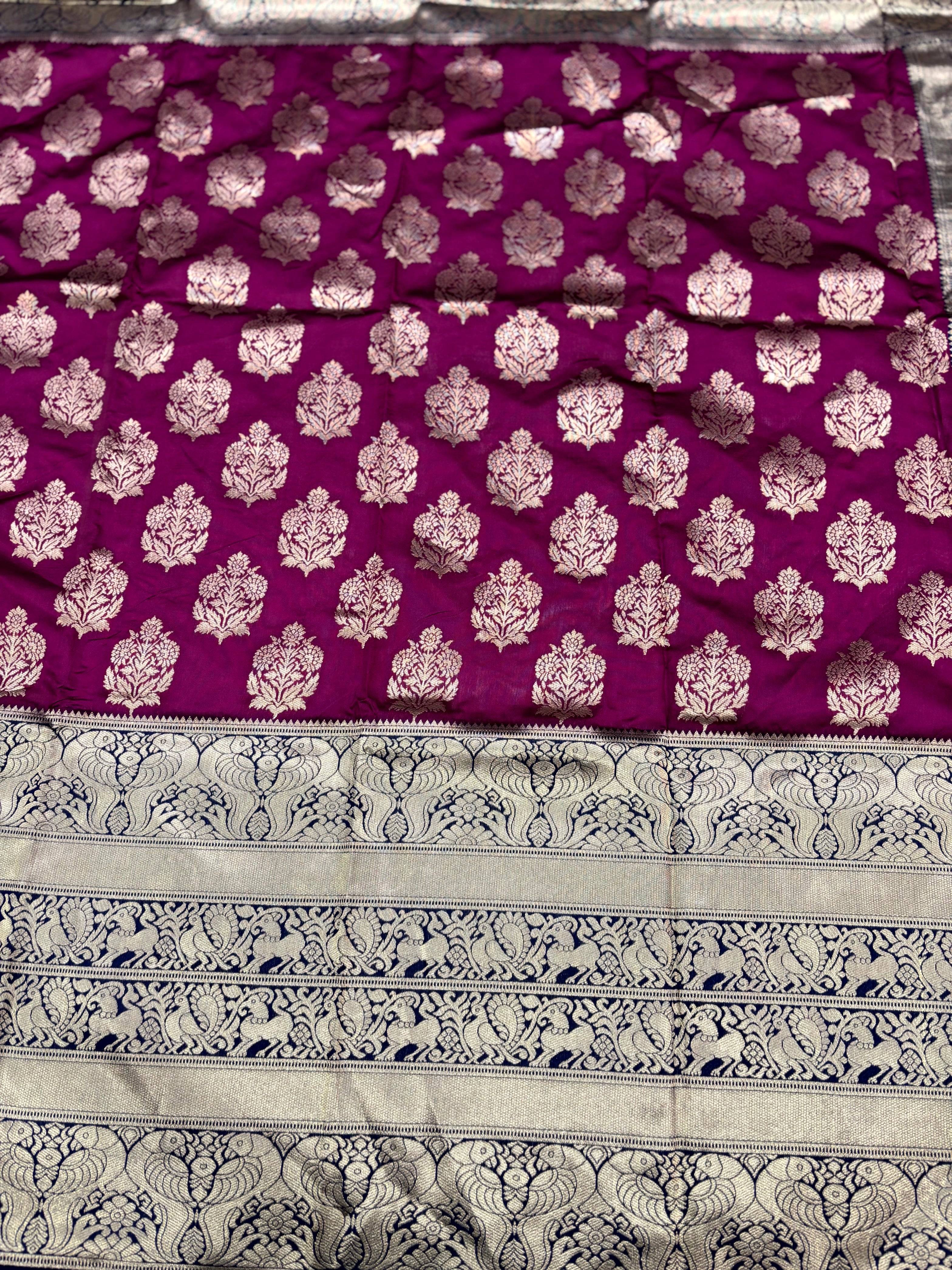 Radiant Wine Woven Design Banarasi Saree