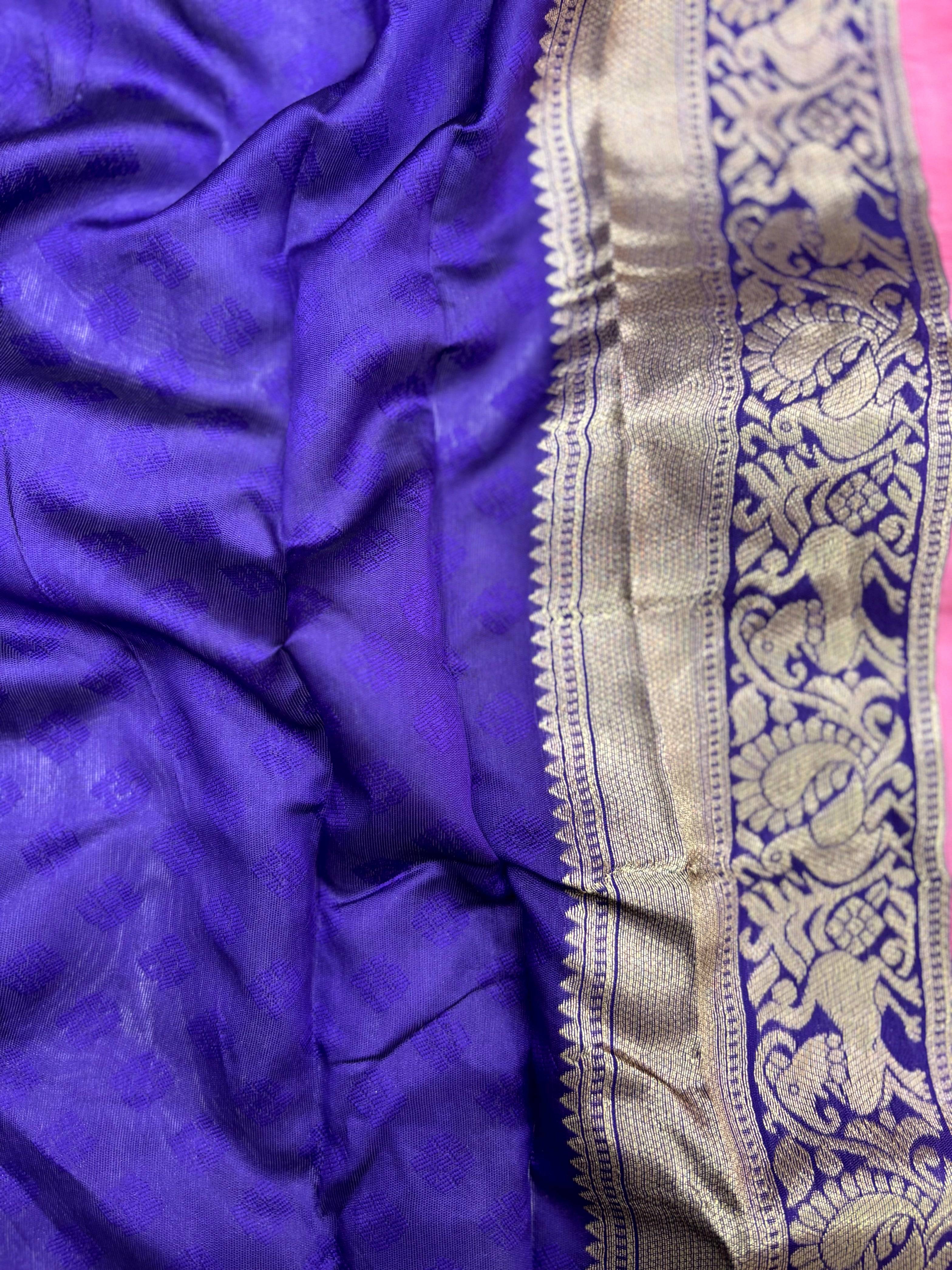 Fushsia Pink Woven Design Banarasi Saree