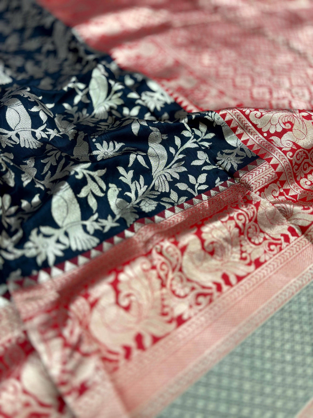 Peacock Black Banarasi Silk Saree