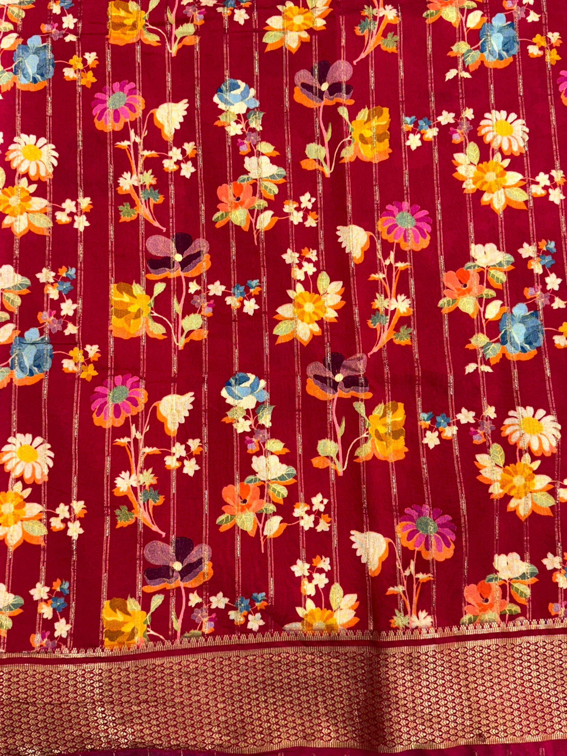 Rose Cotton Viscose Floral Saree