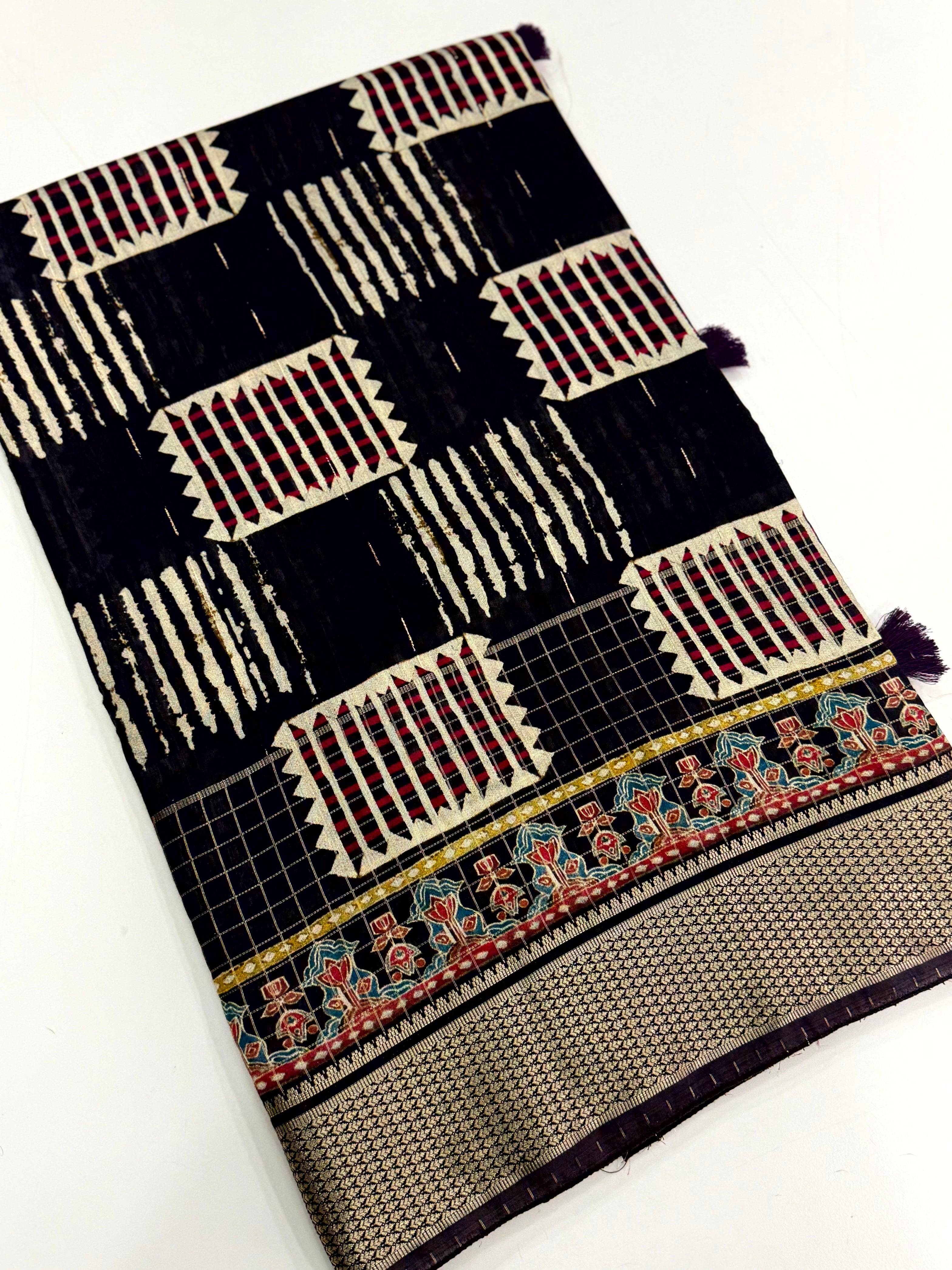 Heritage Cotton Viscose Block Print Saree