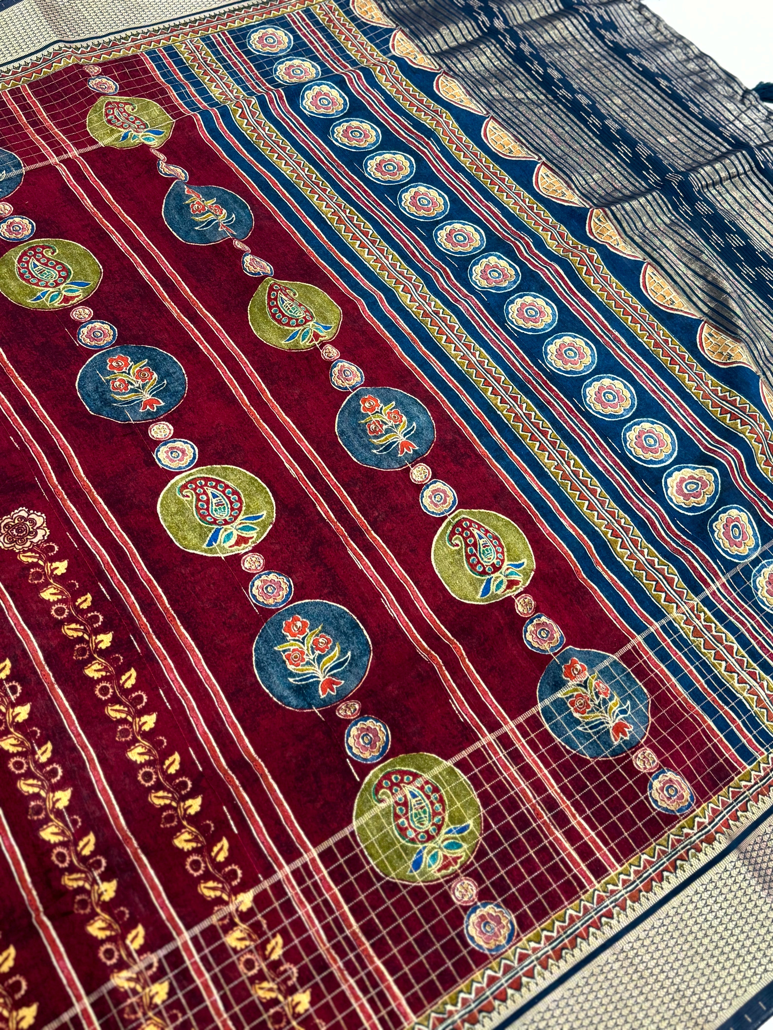 Radiant Cotton Viscose Block Print Saree