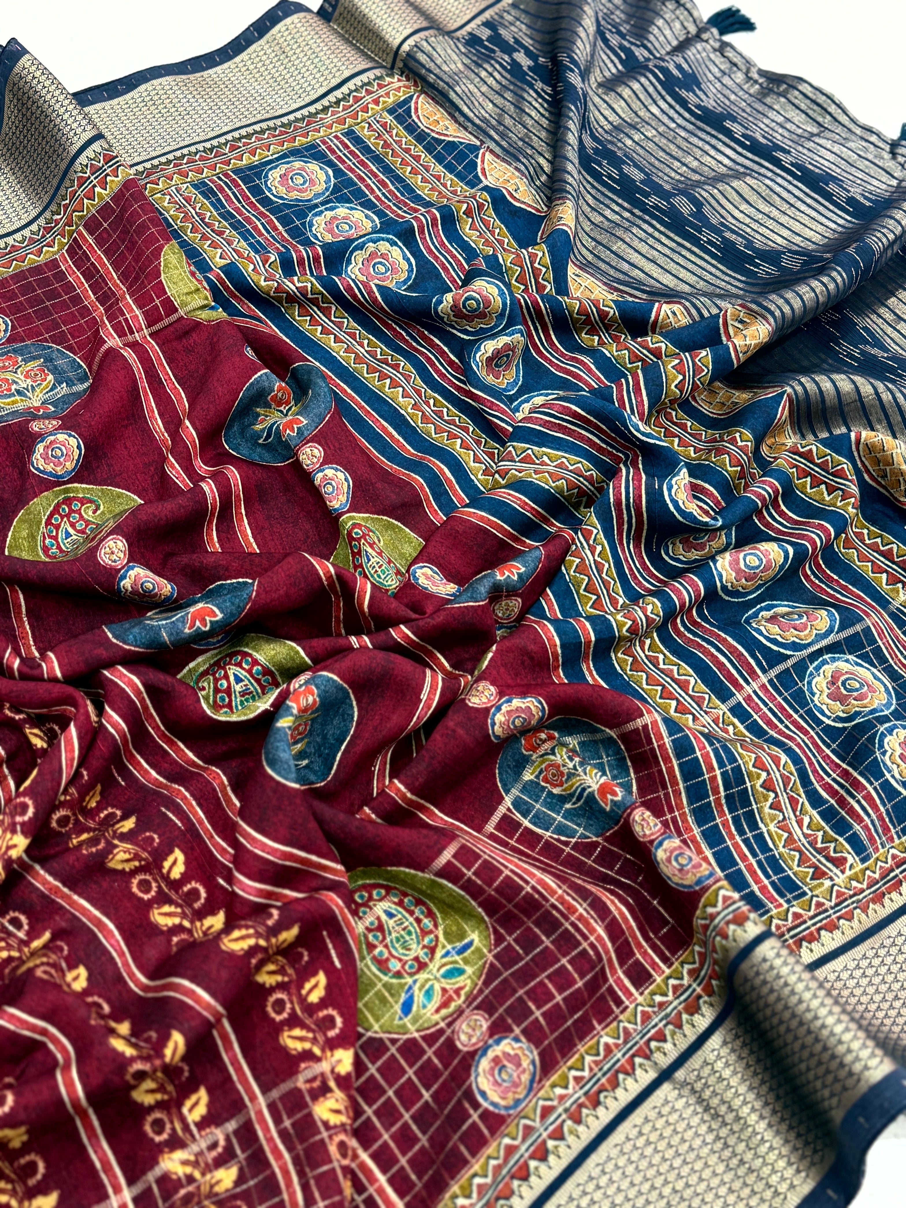 Radiant Cotton Viscose Block Print Saree