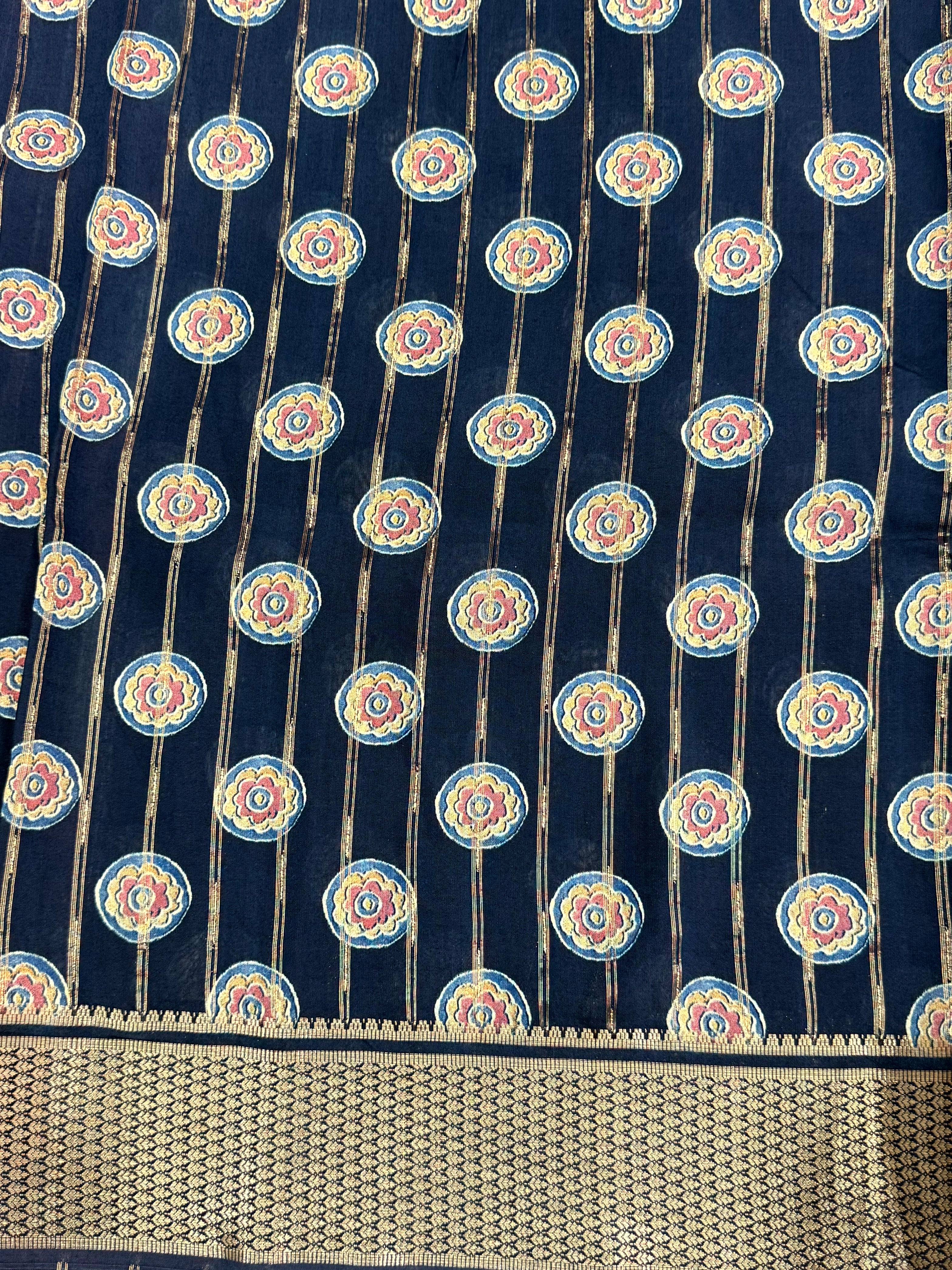 Radiant Cotton Viscose Block Print Saree