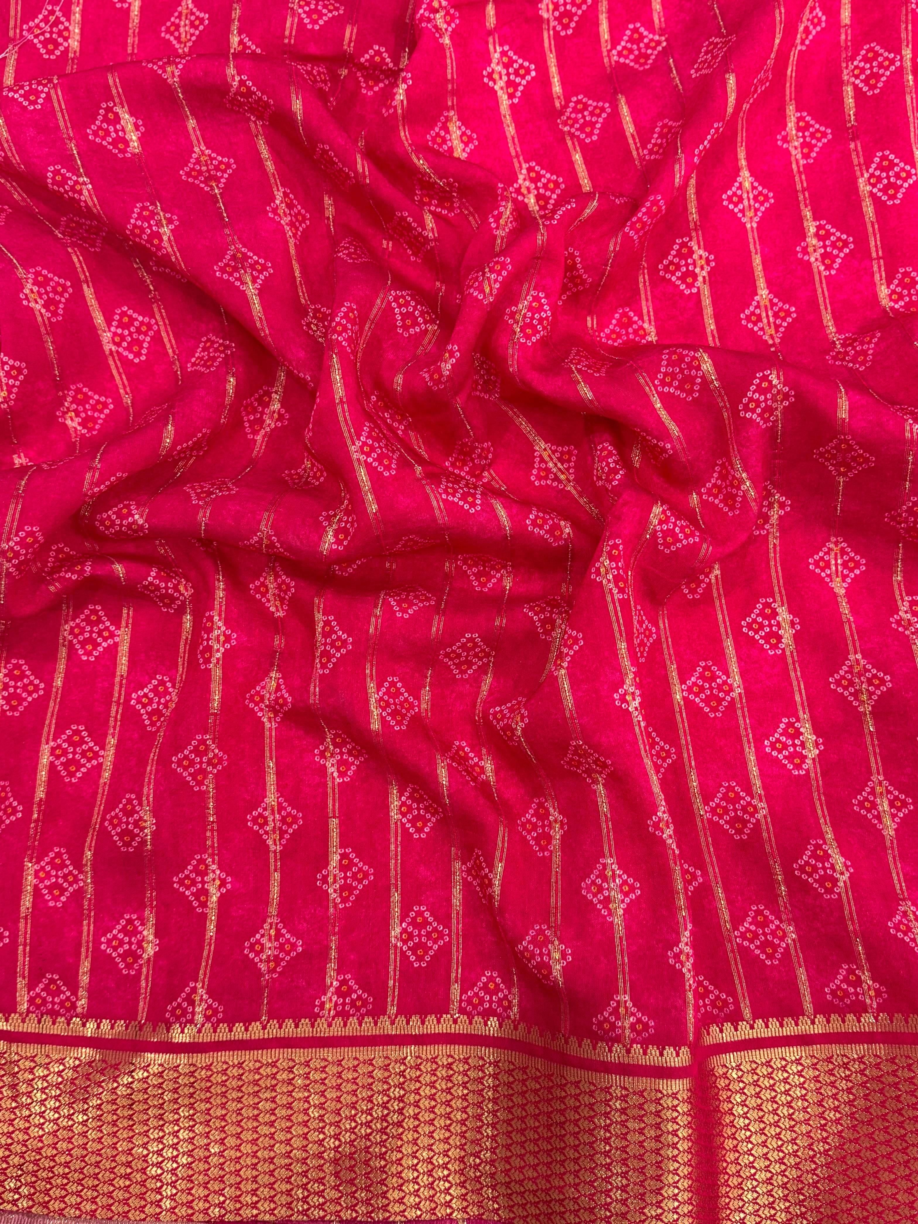 Rose Pink Cotton Viscose Ajrakh Saree