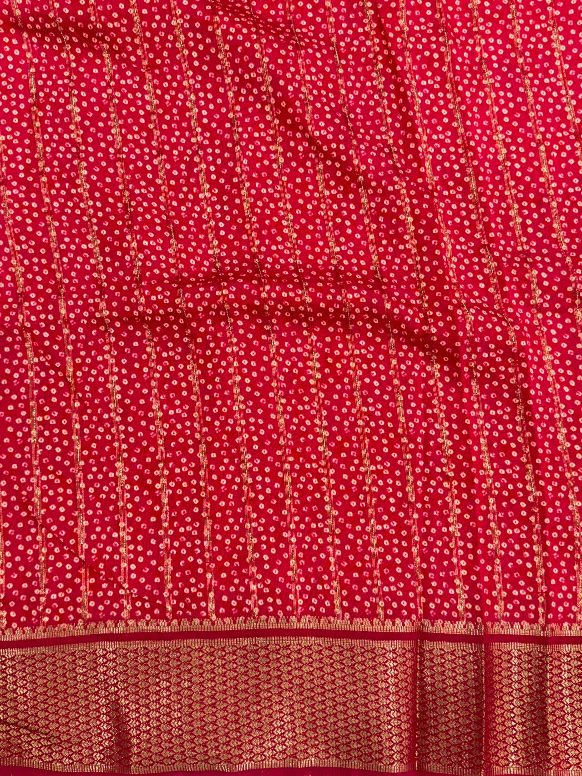 Rose Red Cotton Viscose Bandhej Saree