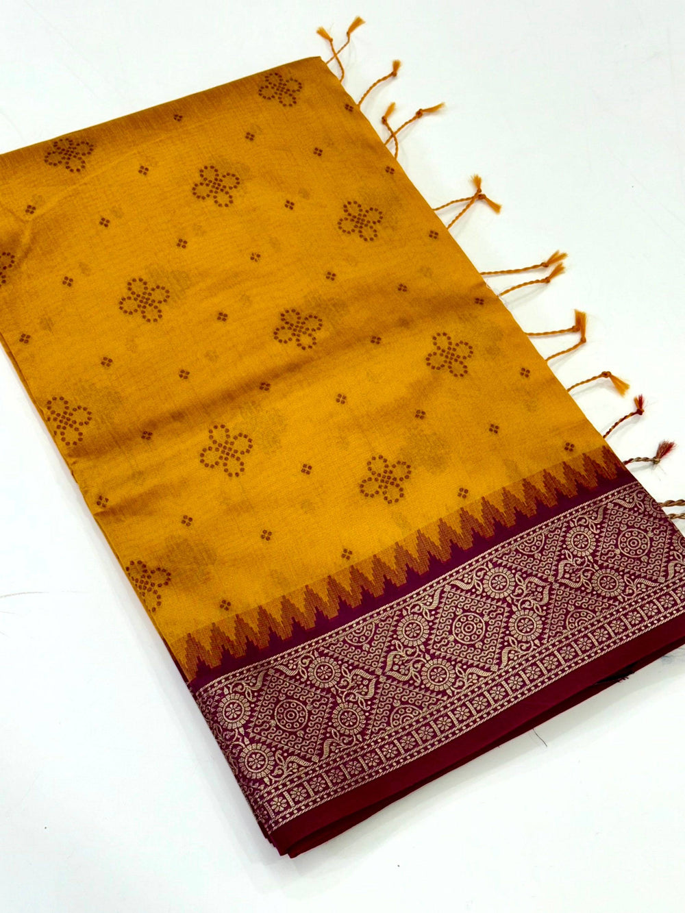 Yellow Crystal Raw Silk Kanchi Pattu Saree