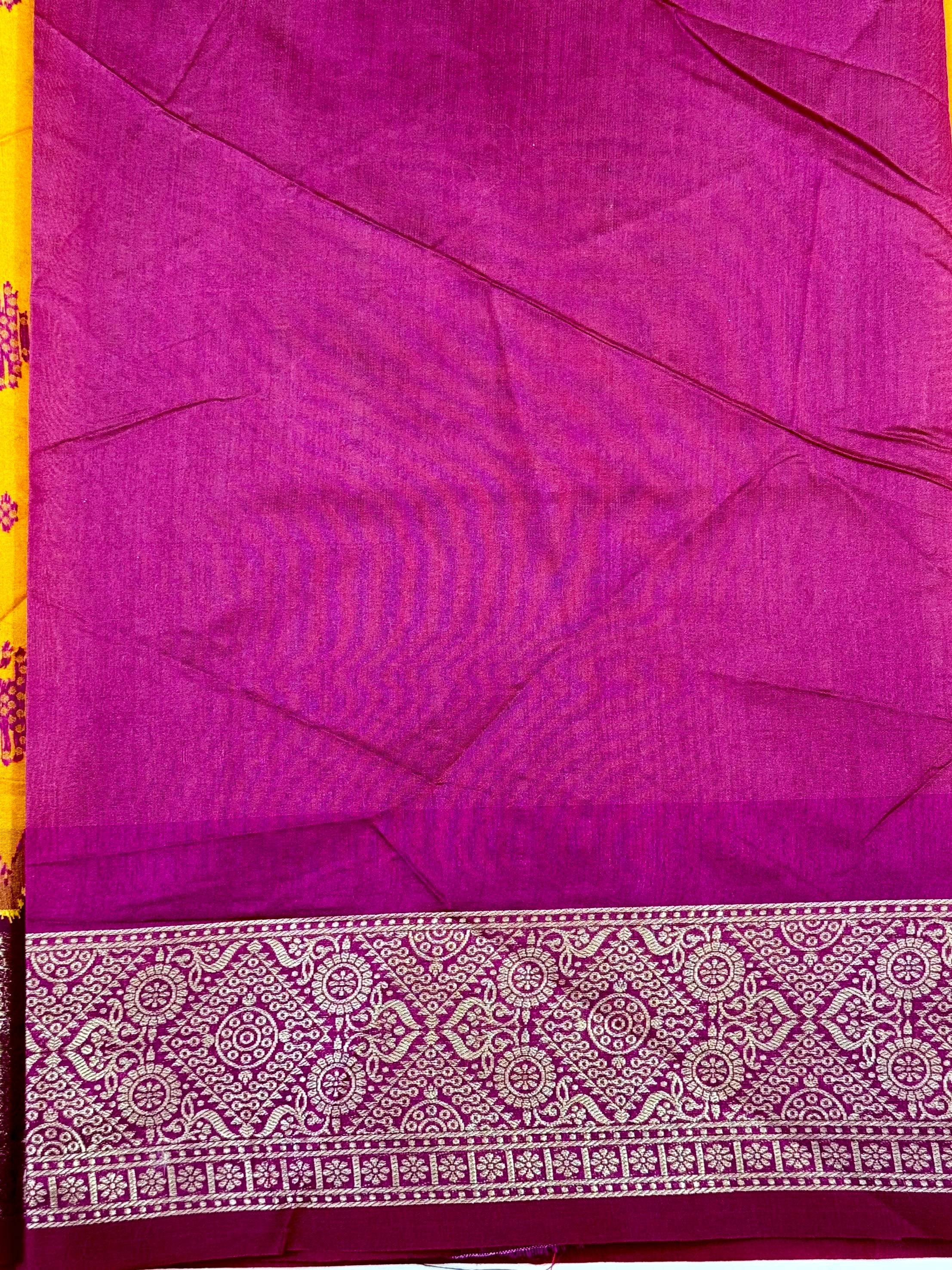 Yellow Crystal Raw Silk Kanchi Pattu Saree