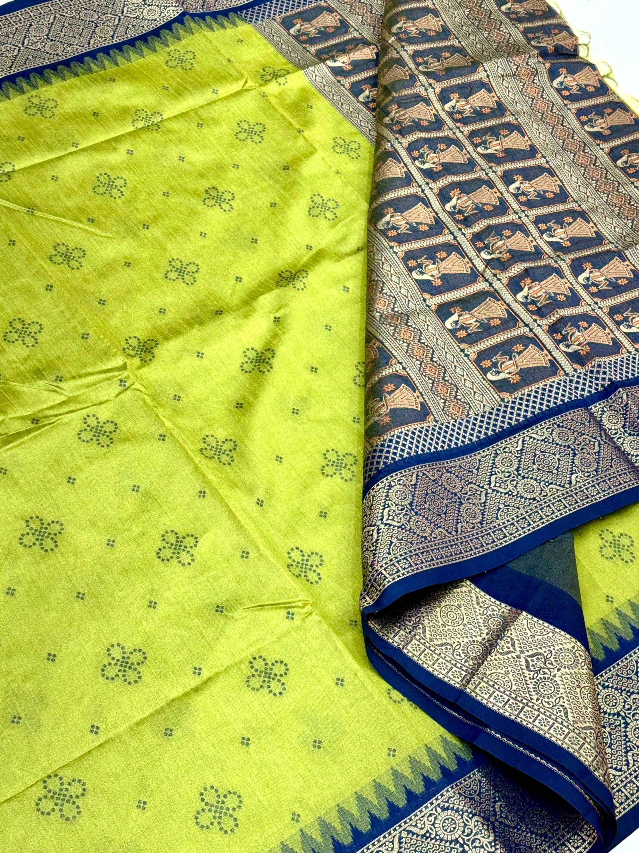 Green Crystal Raw Silk Kanchi Pattu Saree