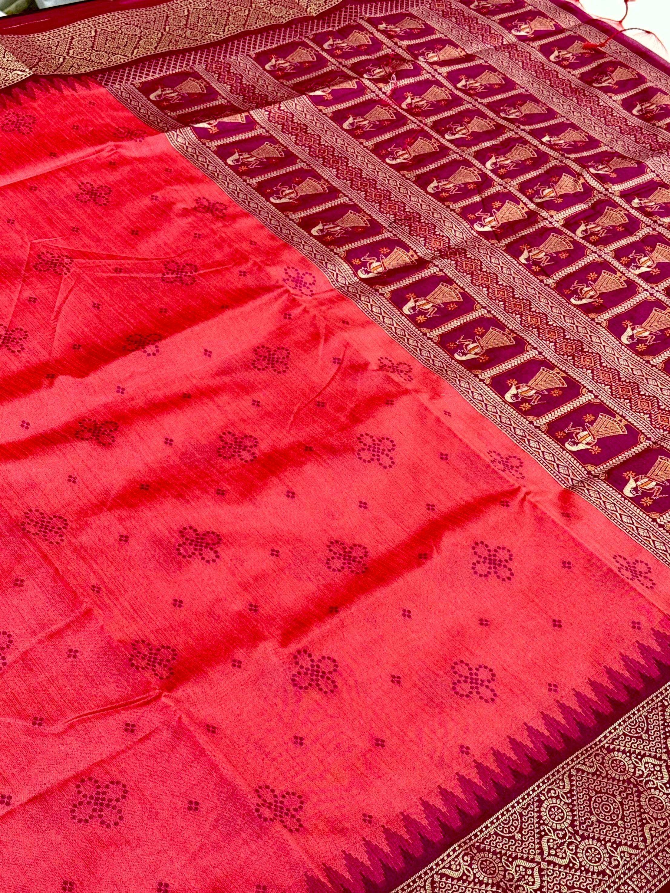Pink Crystal Raw Silk Kanchi Pattu Saree