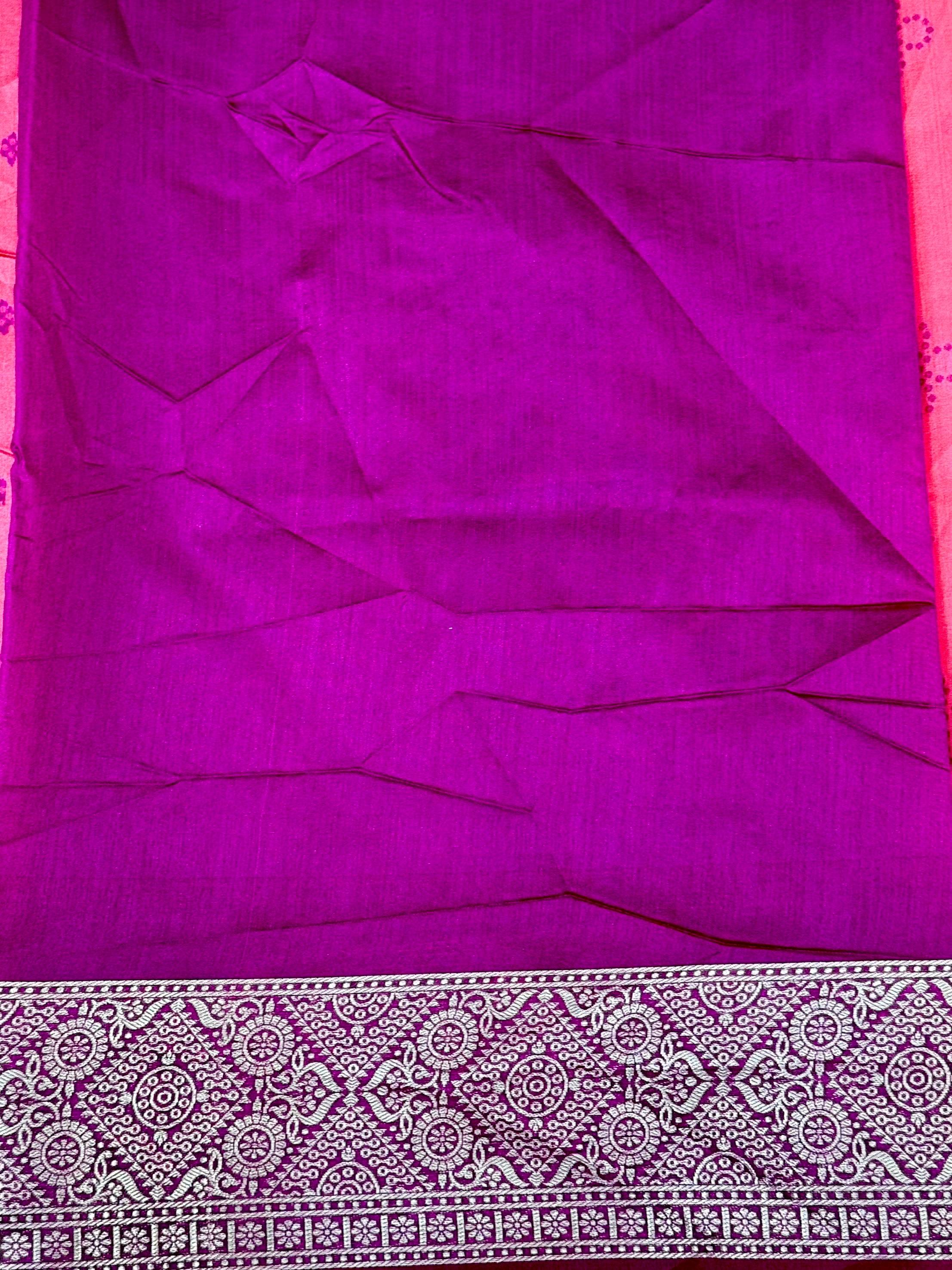 Pink Crystal Raw Silk Kanchi Pattu Saree