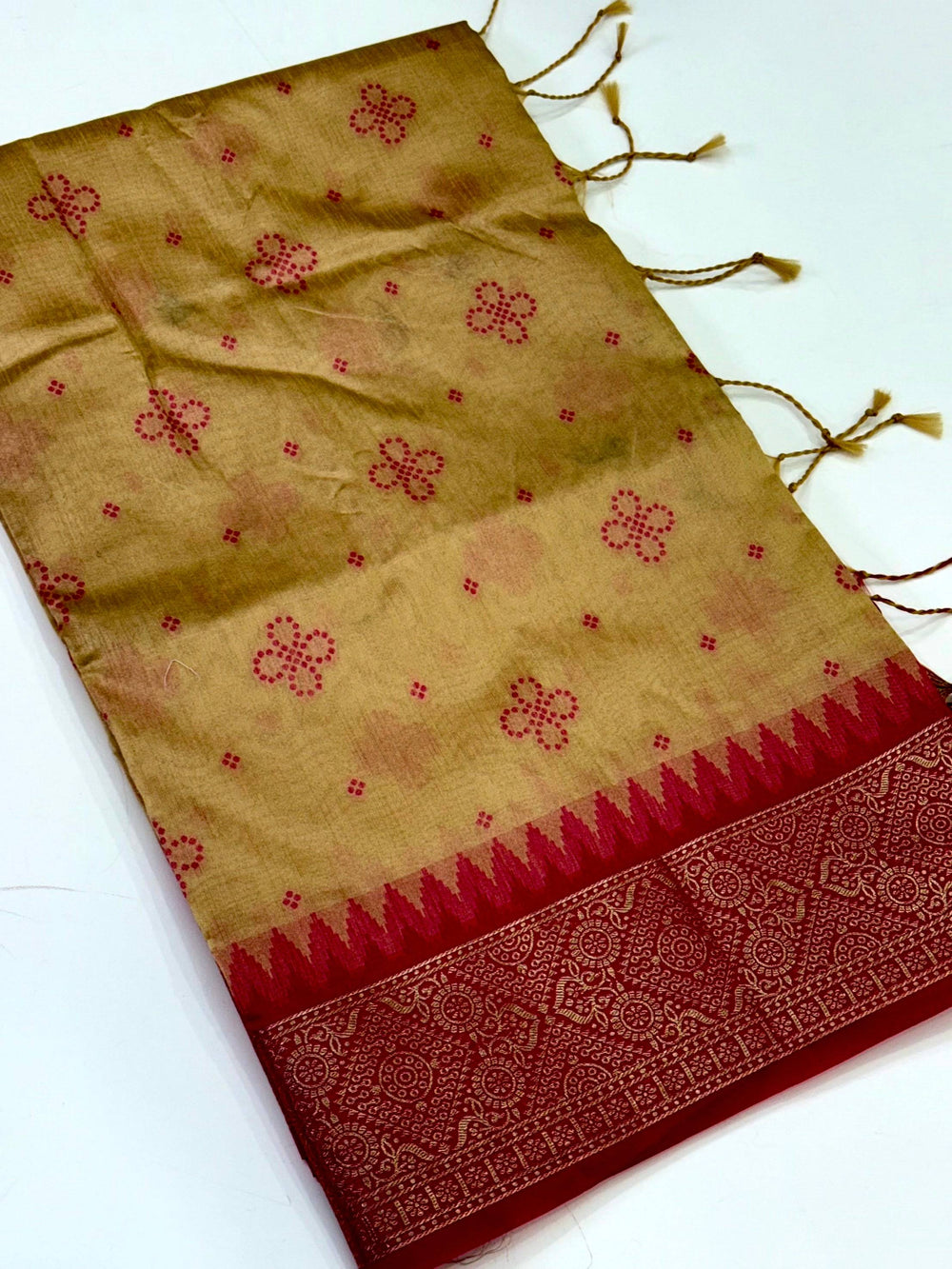 Cream Crystal Raw Silk Kanchi Pattu Saree