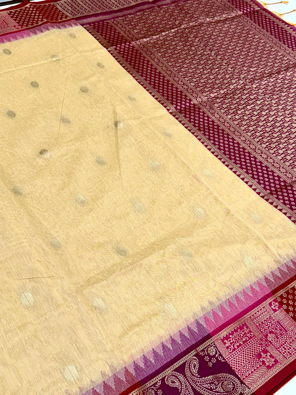 Cream Soft Mull Kanchi Pattu Saree