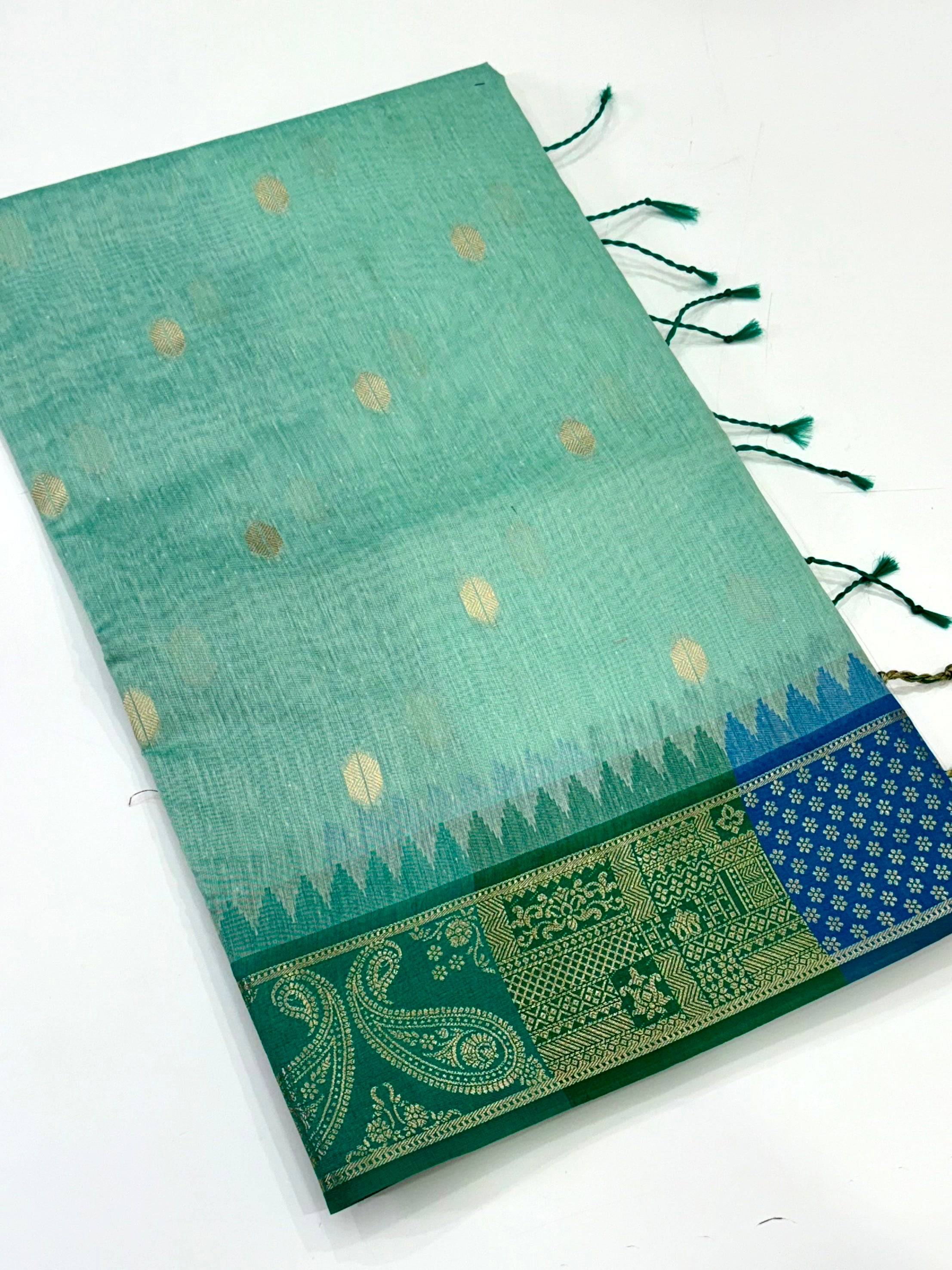 Mint Green Soft Mull Kanchi Pattu Saree