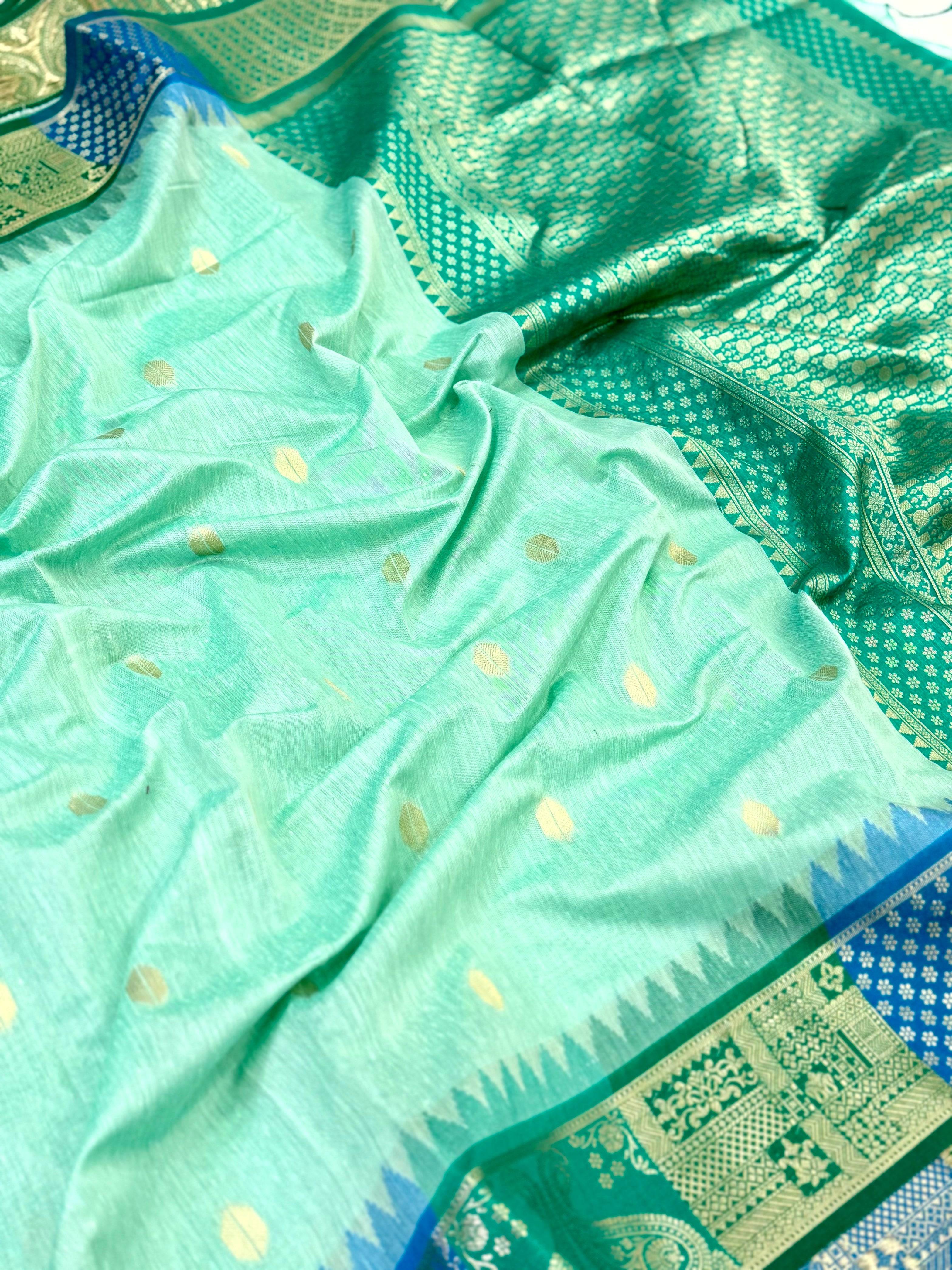 Mint Green Soft Mull Kanchi Pattu Saree
