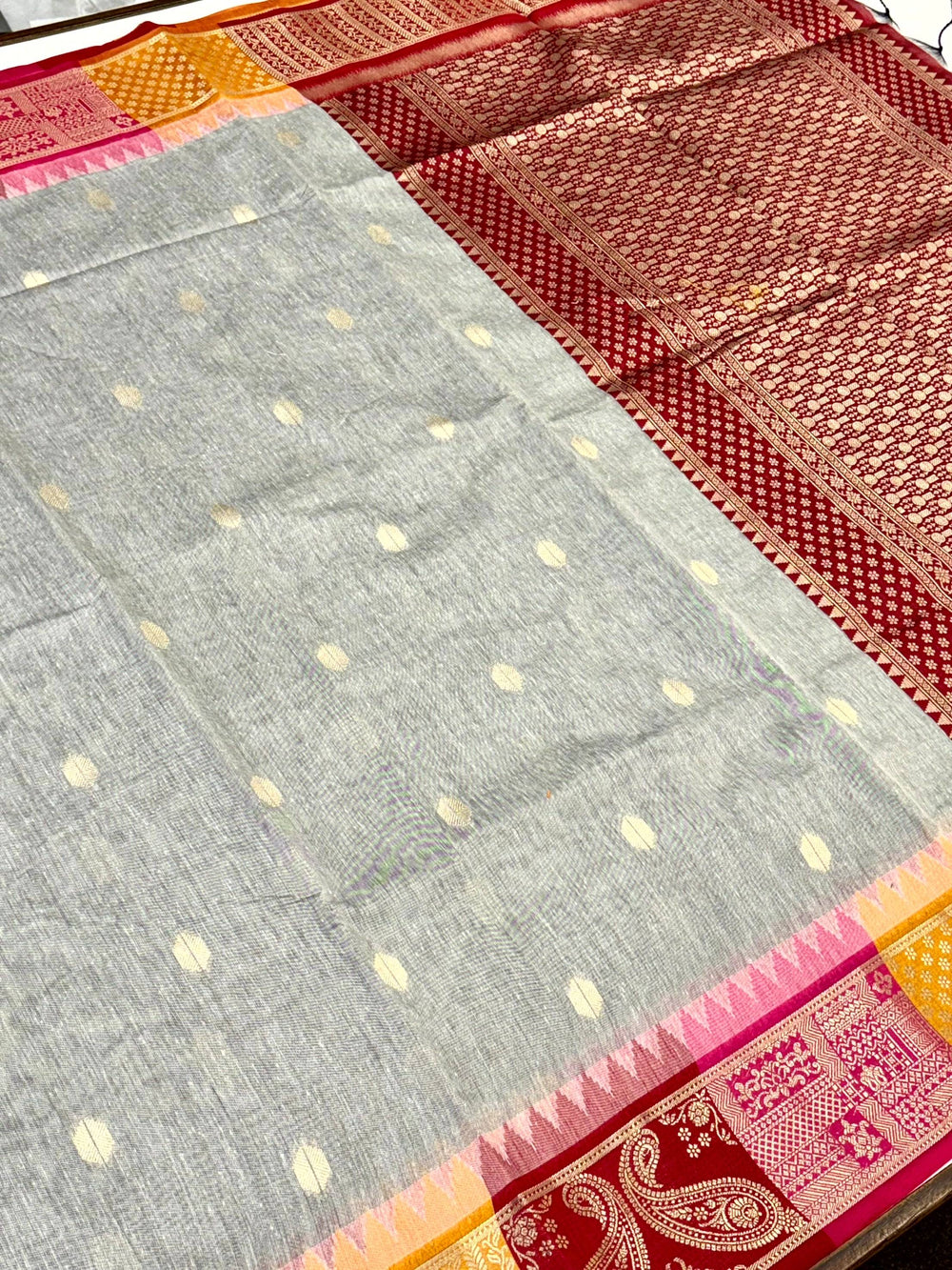 Grey Soft Mull Kanchi Pattu Saree